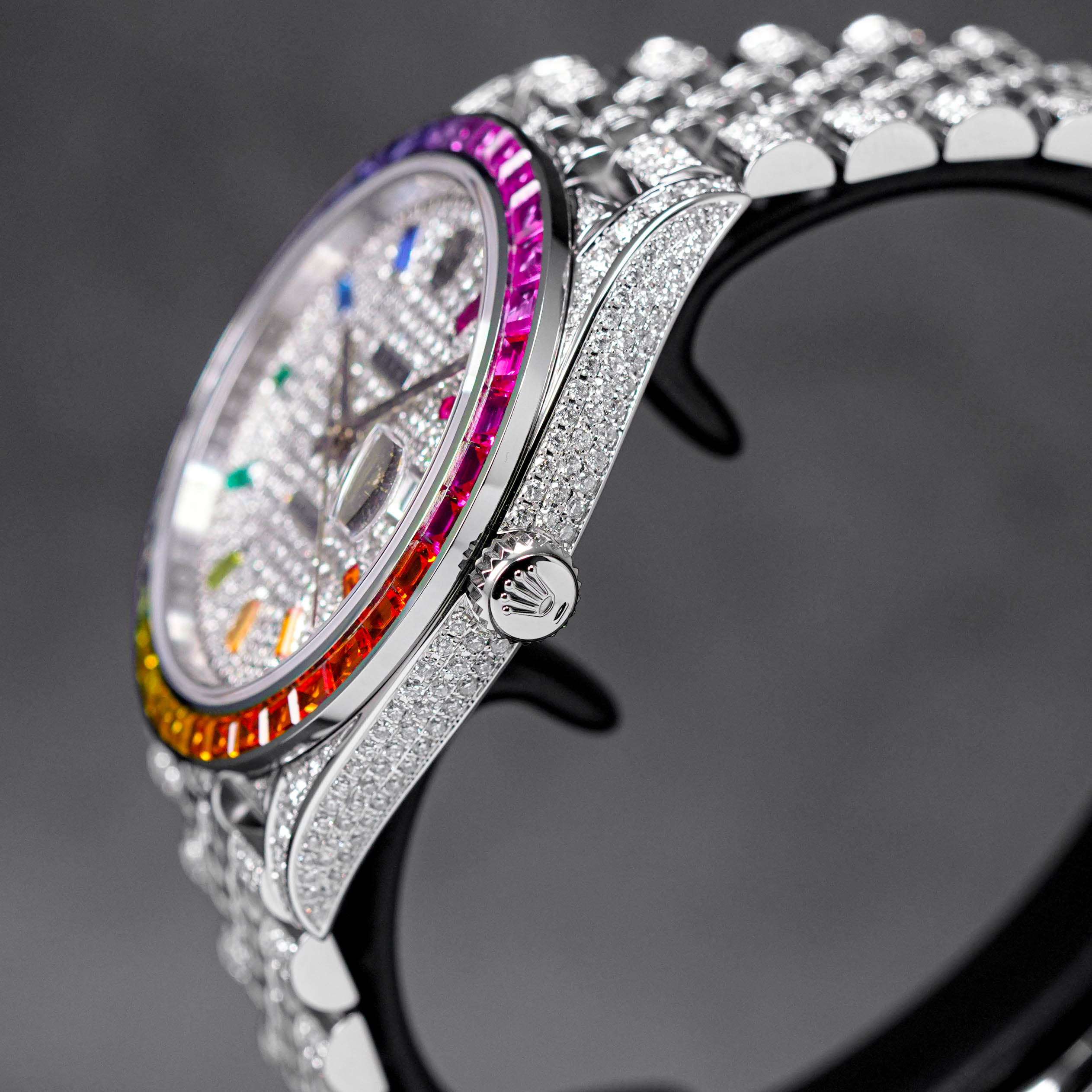 DATEJUST 41MM CUSTOM RAINBOW BEZEL DIAMOND PAVED DIAL JUBILEE (2023)