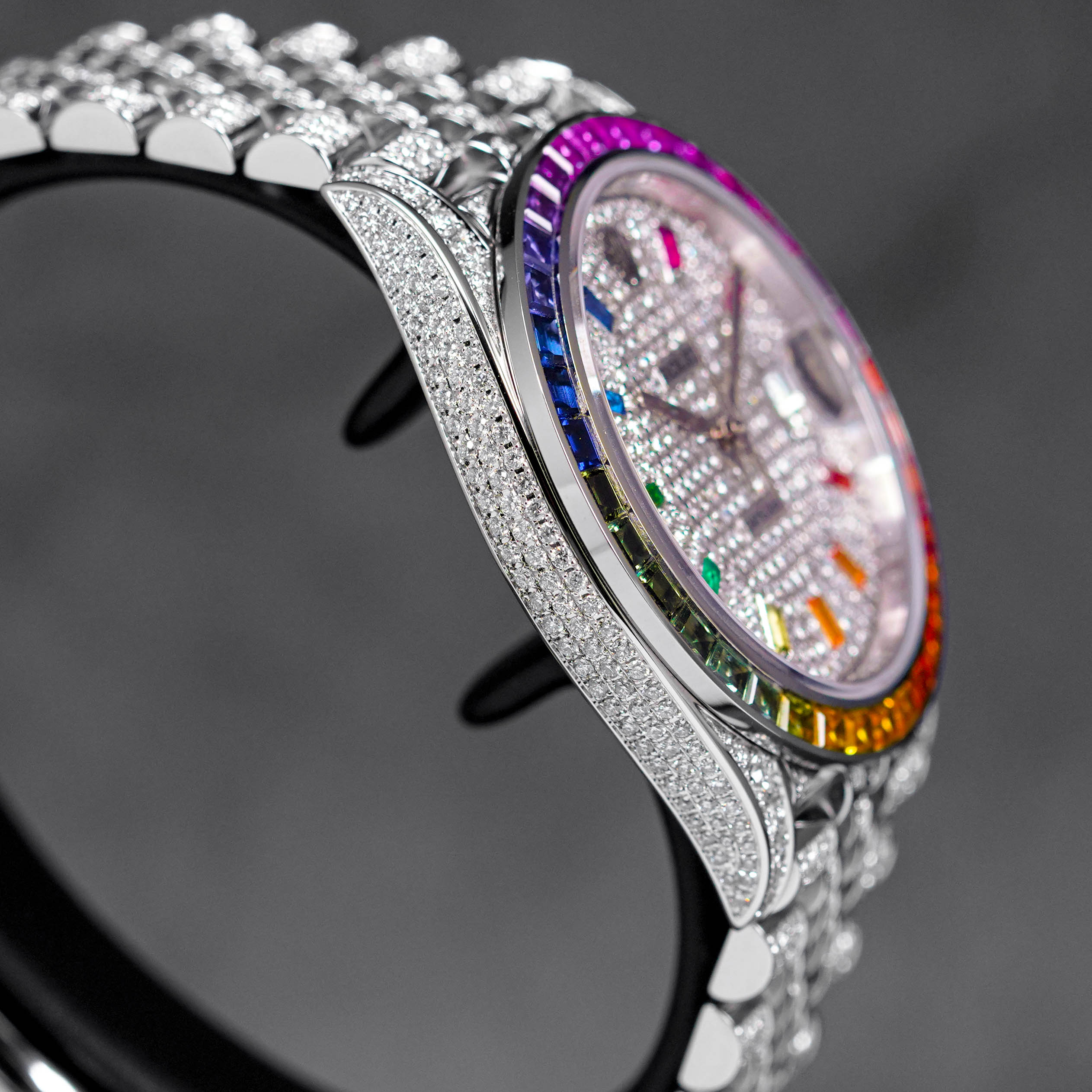 DATEJUST 41MM CUSTOM RAINBOW BEZEL DIAMOND PAVED DIAL JUBILEE (2023)