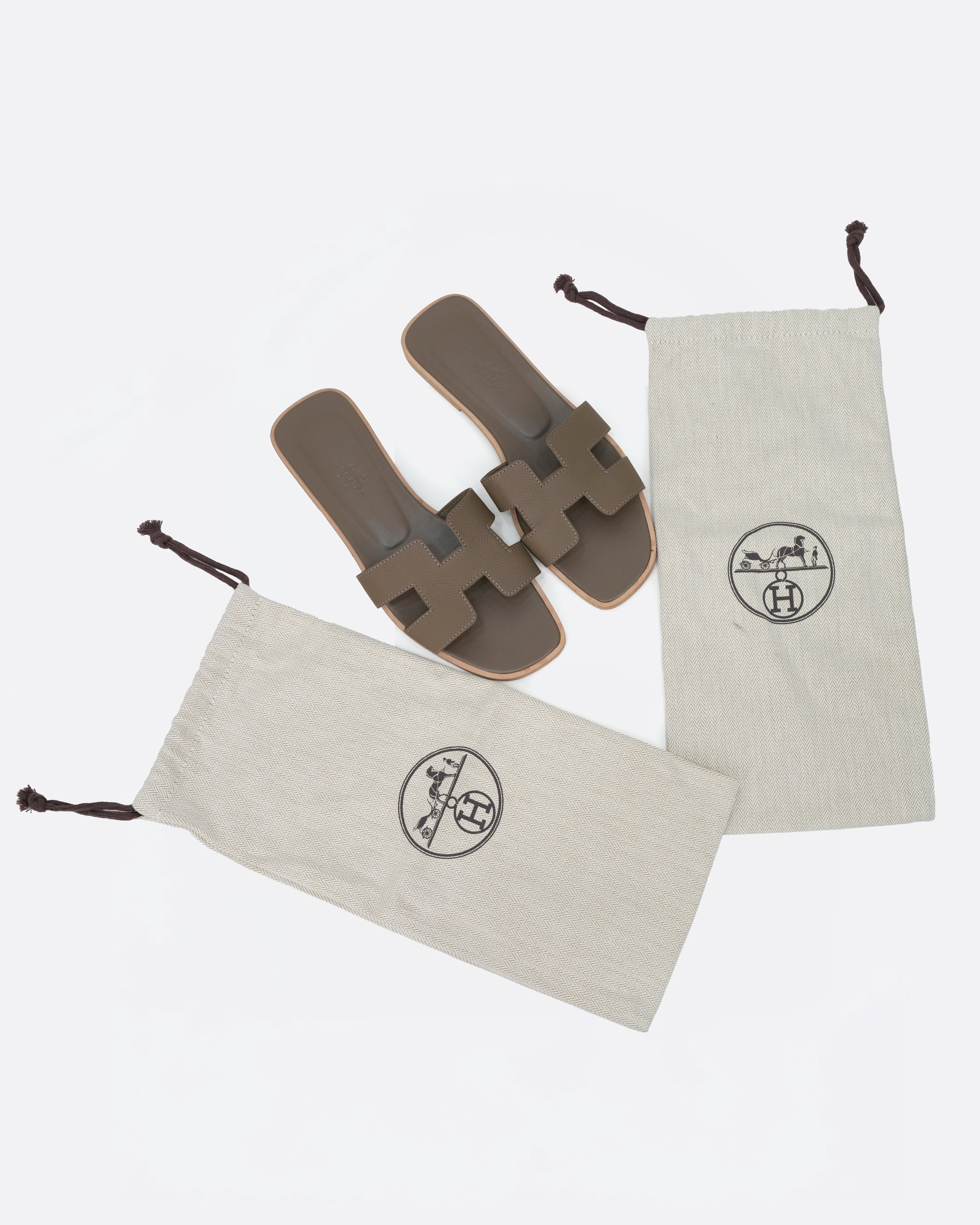 ORAN LEATHER SANDALS SIZE 37 LADIES ETOUPE