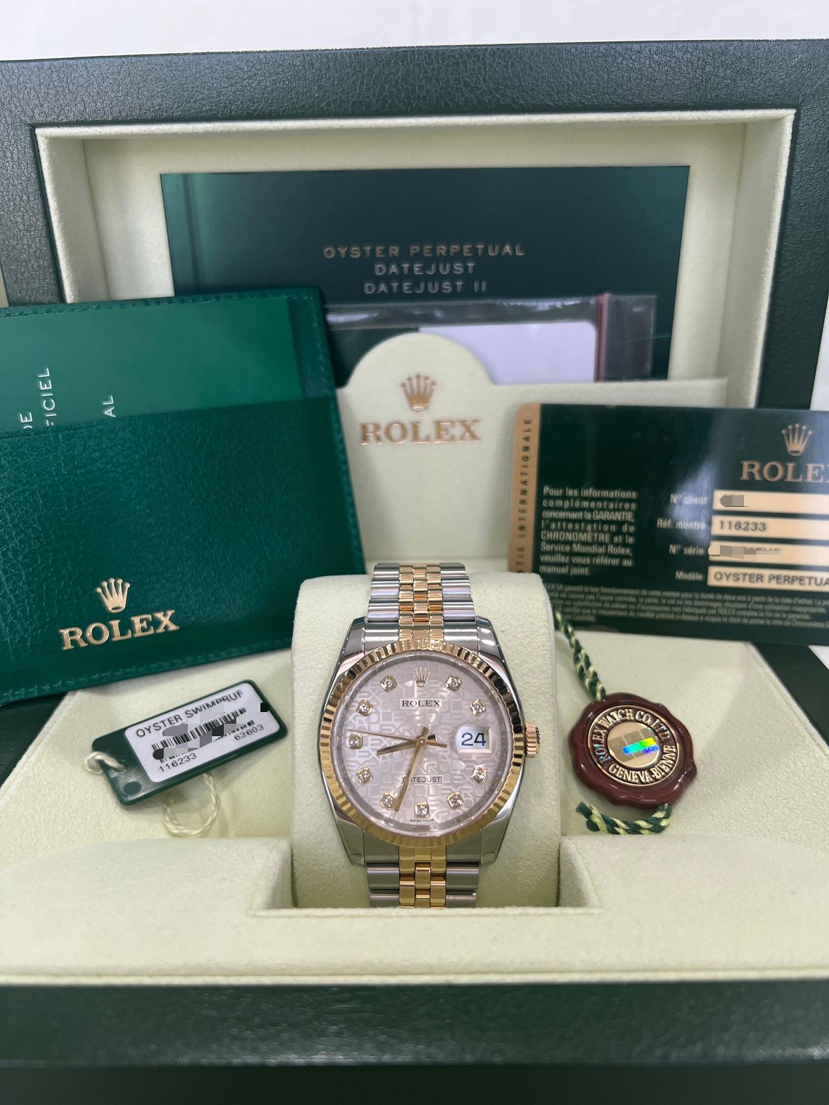 DATEJUST 36MM TWOTONE YELLOWGOLD SILVER COMPUTERIZED DIAMOND DIAL (2014)