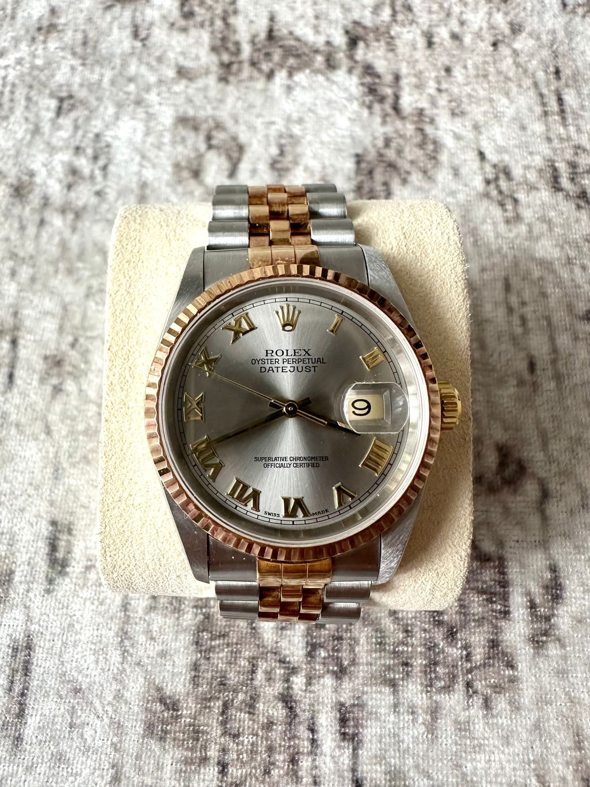 DATEJUST 36MM TWOTONE YELLOWGOLD SILVER ROMAN DIAL (WATCH ONLY)
