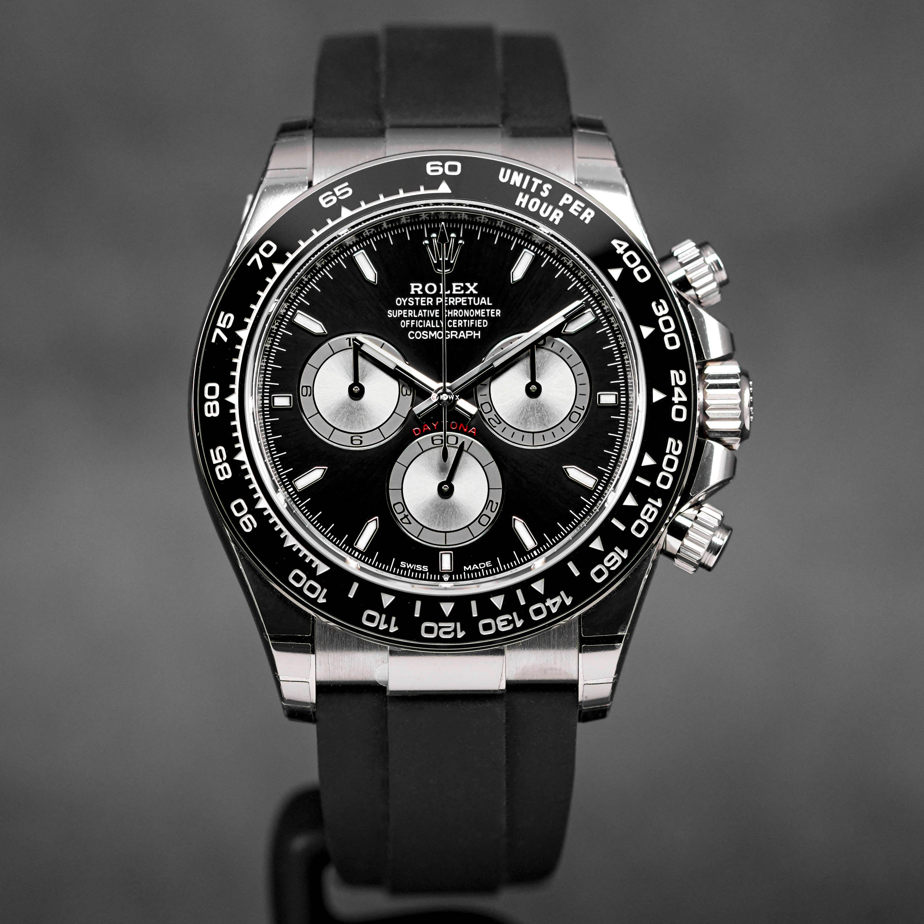 DAYTONA OYSTERFLEX WHITEGOLD BLACK DIAL RING BEZEL (2023)