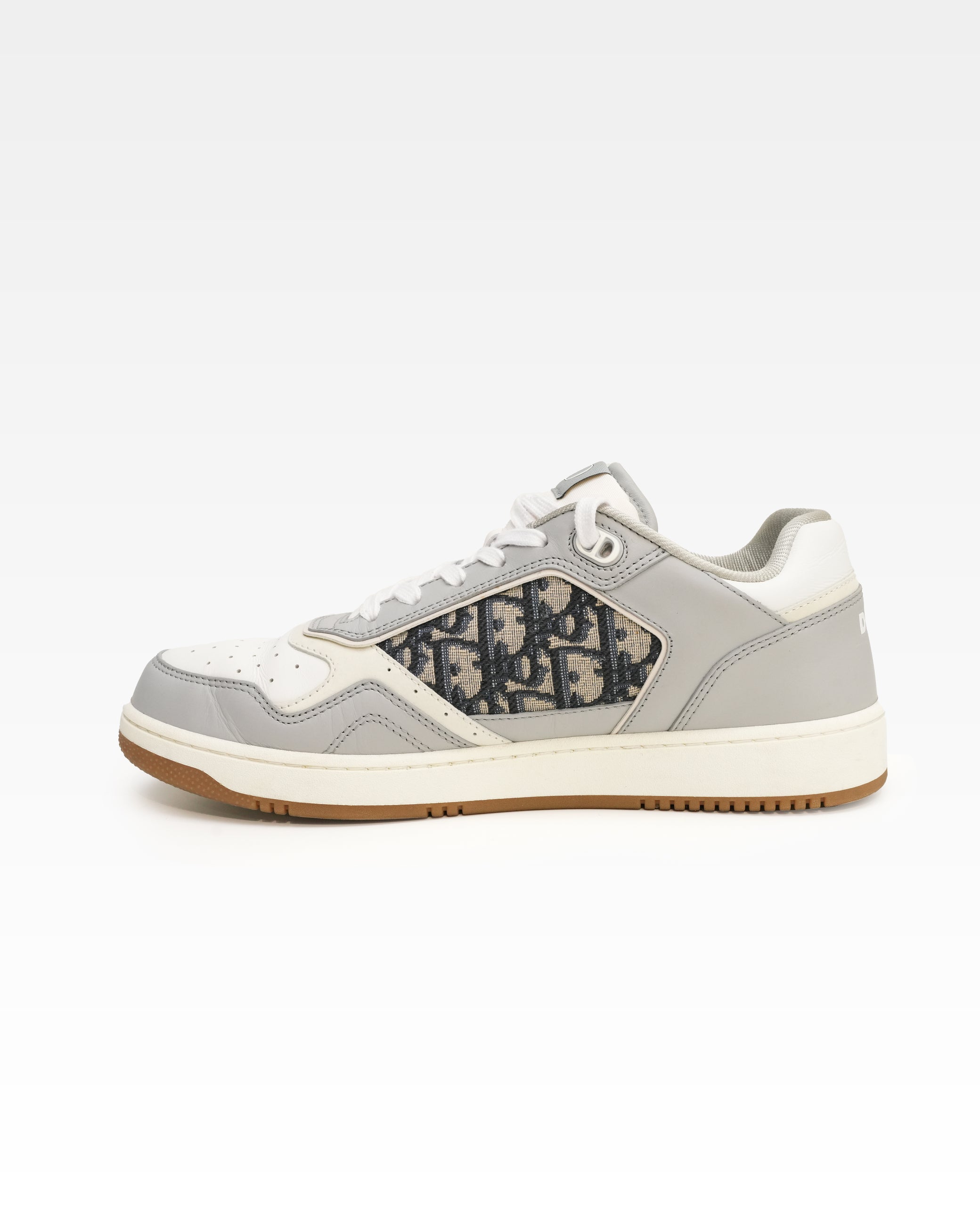 B27 CANVAS & LEATHER SNEAKERS GRAY WHITE OBLIQUE - SIZE 41.5