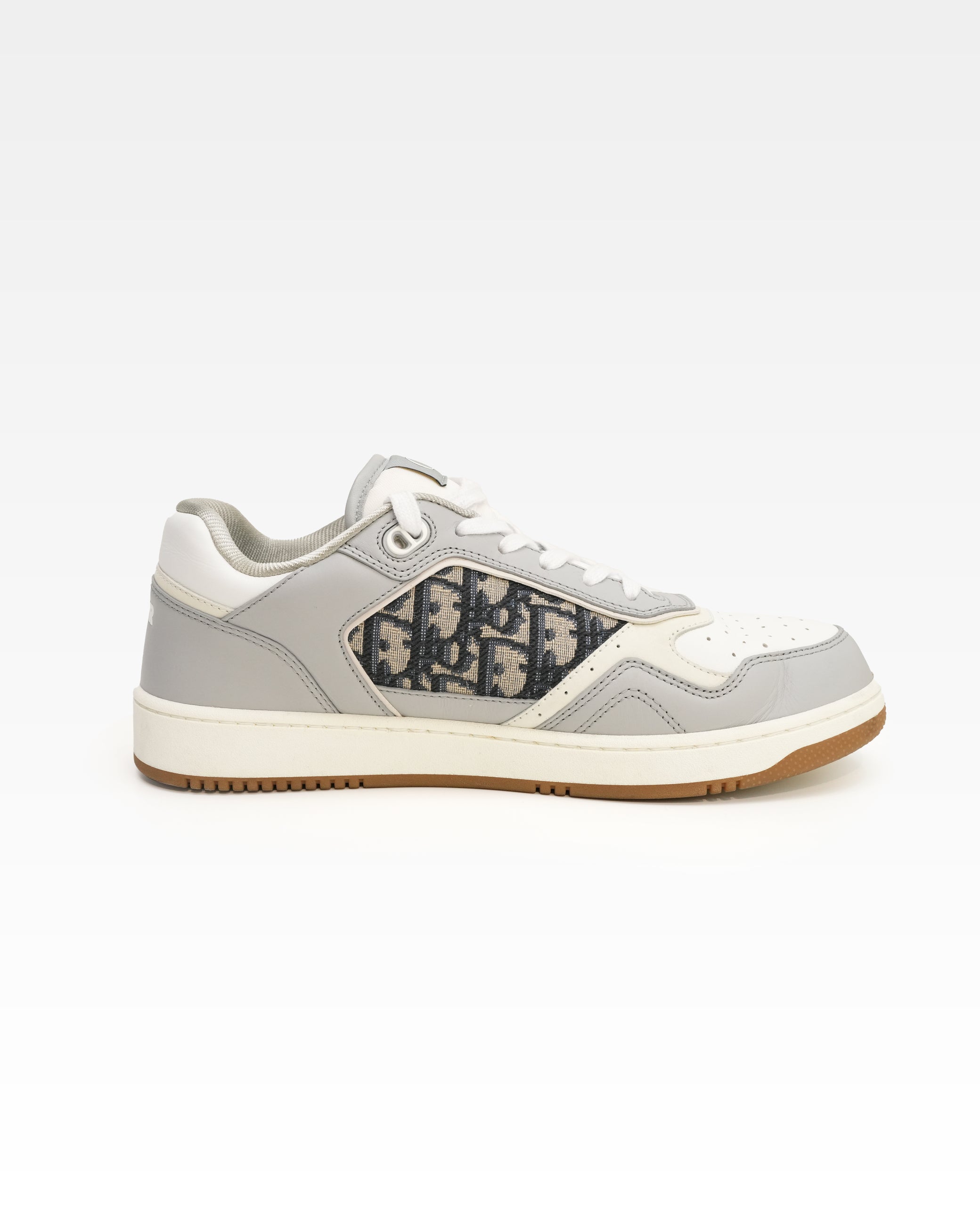 B27 CANVAS & LEATHER SNEAKERS GRAY WHITE OBLIQUE - SIZE 41.5