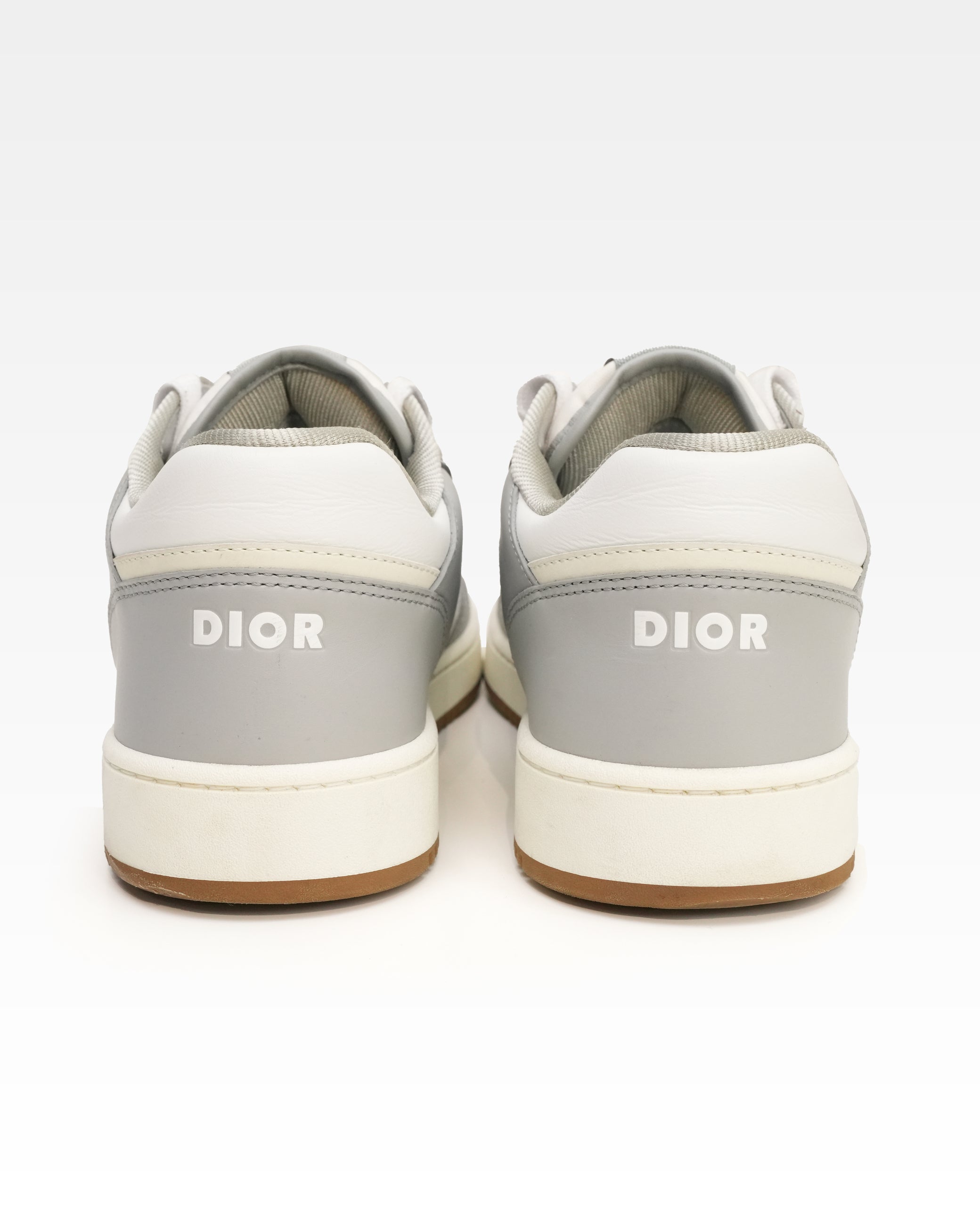 B27 CANVAS & LEATHER SNEAKERS GRAY WHITE OBLIQUE - SIZE 41.5