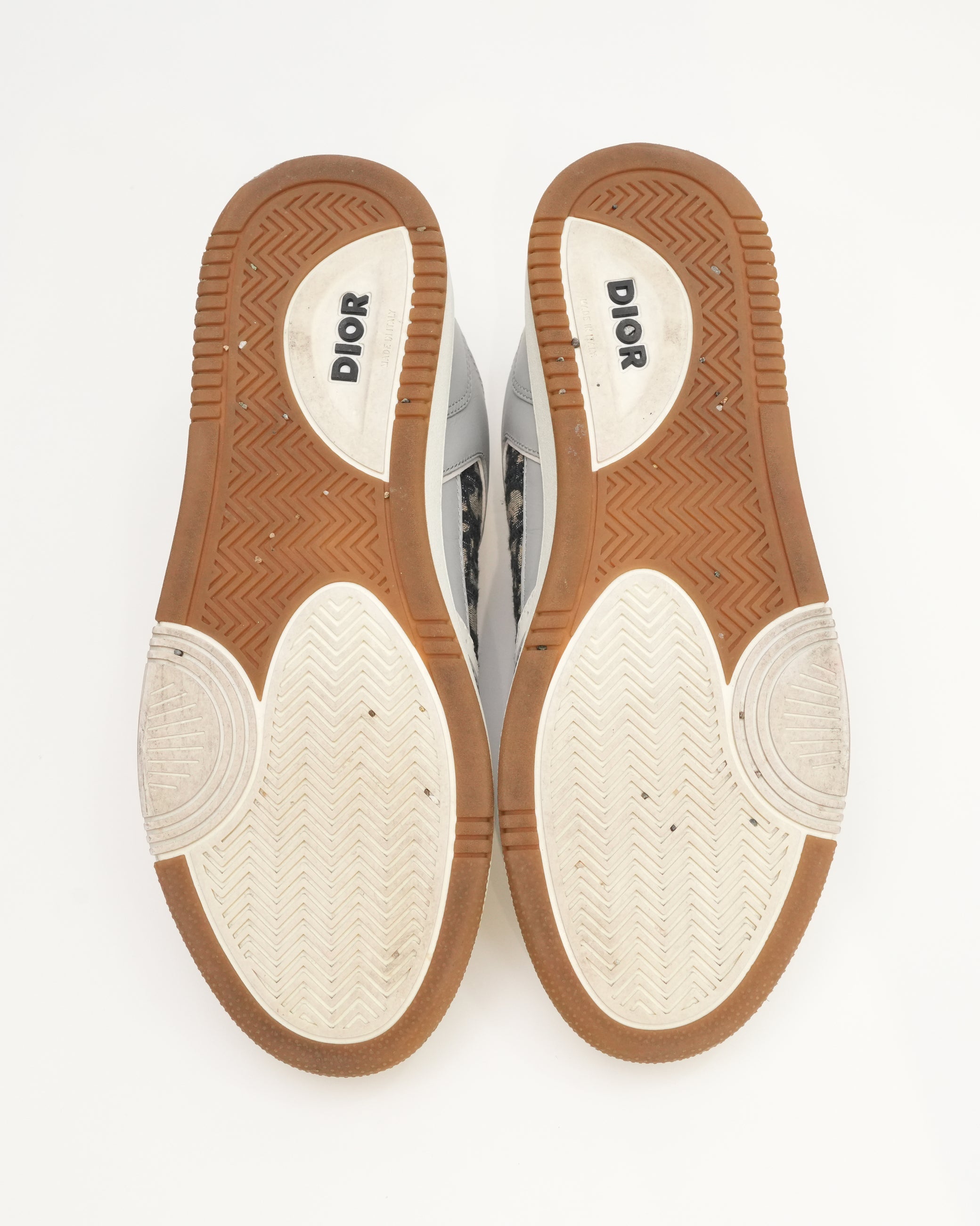 B27 CANVAS & LEATHER SNEAKERS GRAY WHITE OBLIQUE - SIZE 41.5