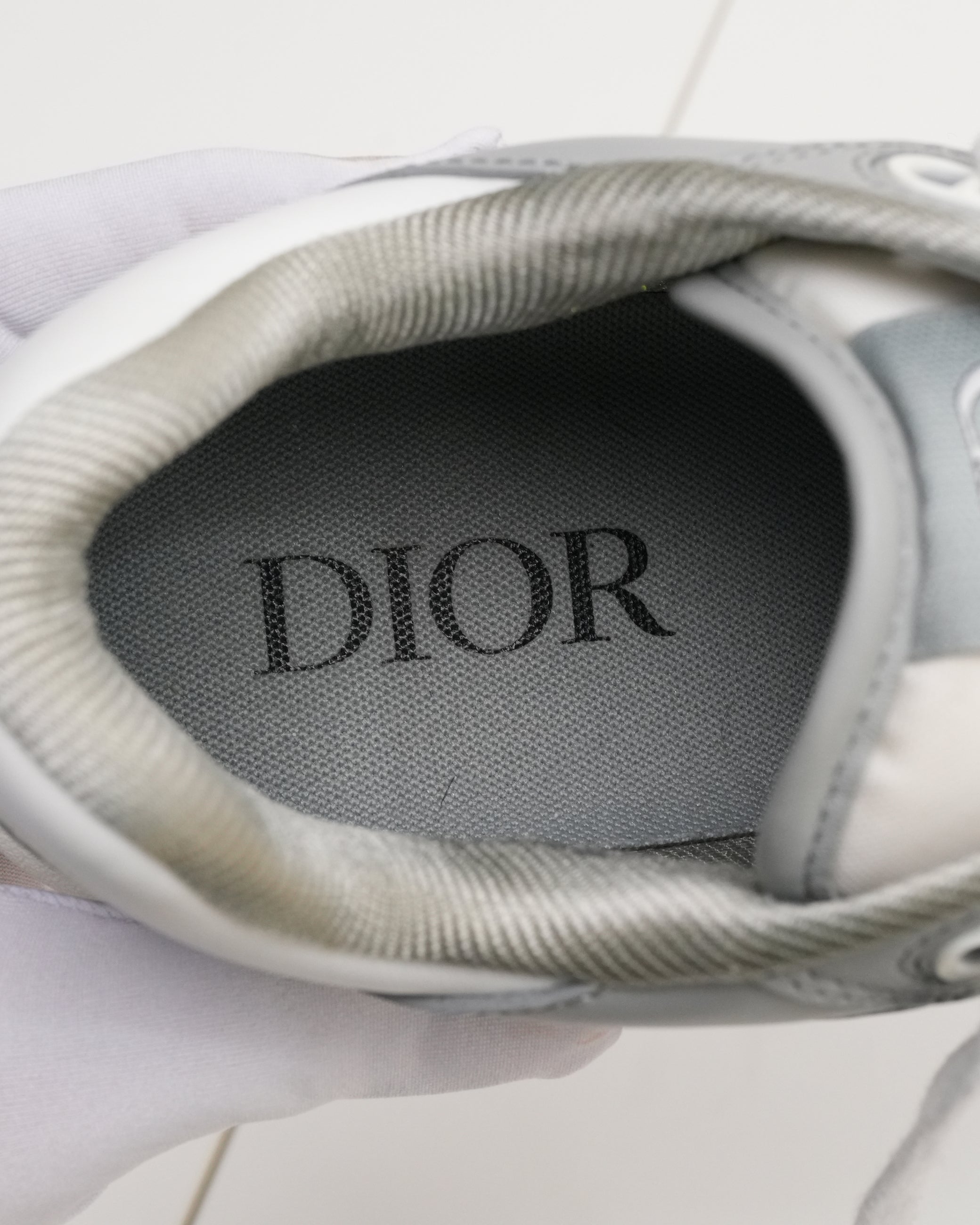 B27 CANVAS & LEATHER SNEAKERS GRAY WHITE OBLIQUE - SIZE 41.5