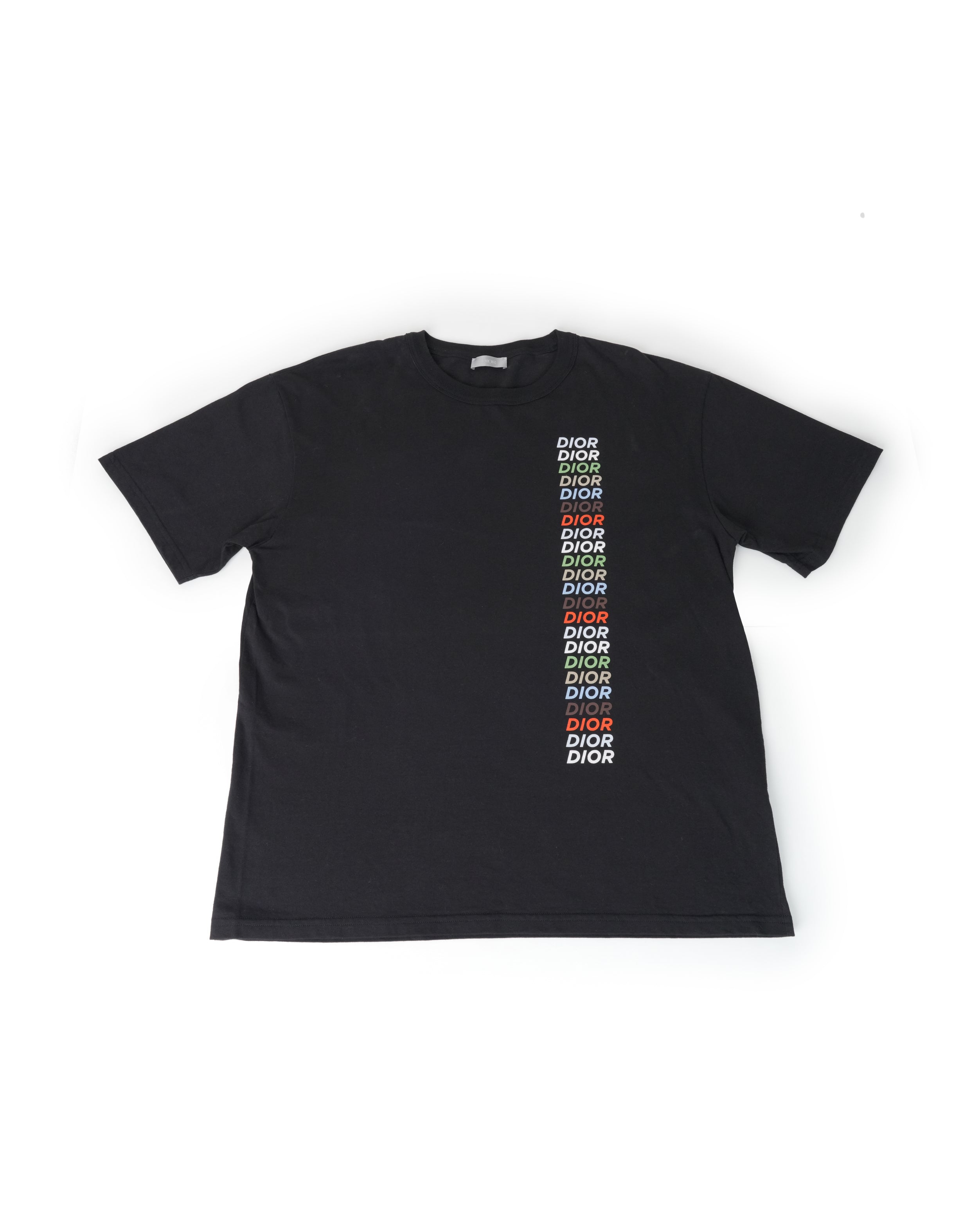 COTTON T-SHIRT BLACK MULTICOLOR LOGO - SIZE L
