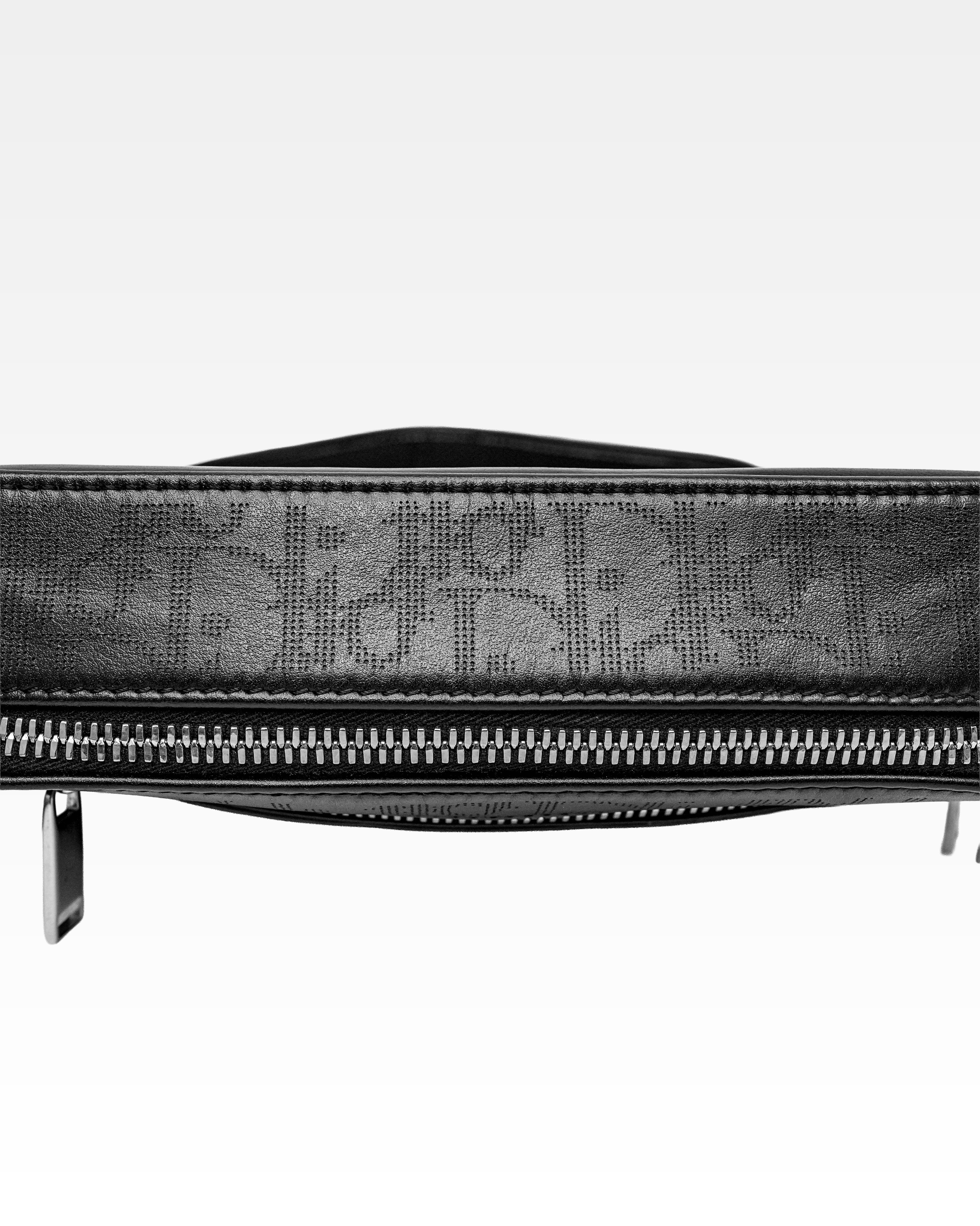 OBLIQUE SAFARI LEATHER SHOULDER BAG BLACK