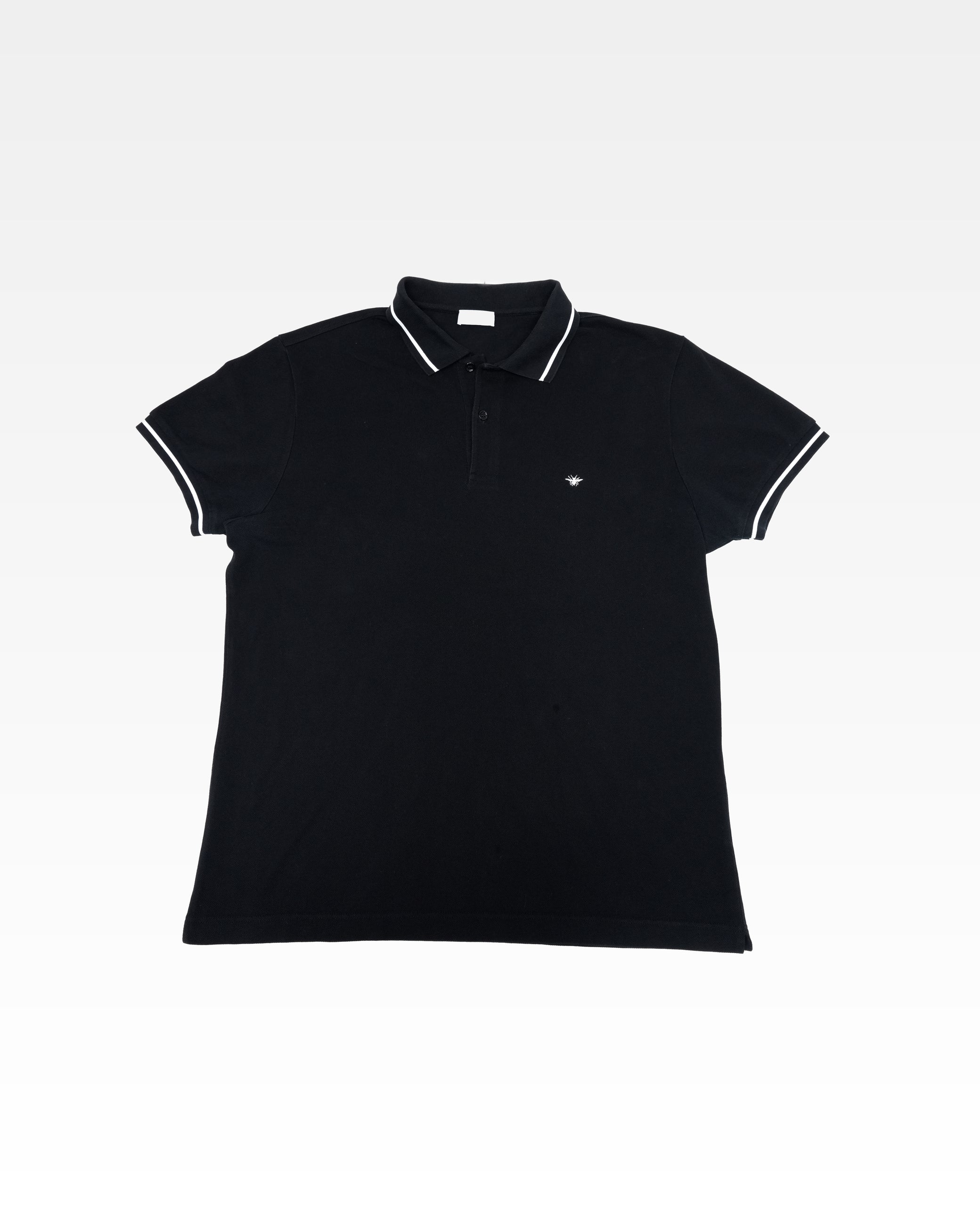 BLACK COTTON PIQUE POLO SHIRT with BEE EMBROIDERY