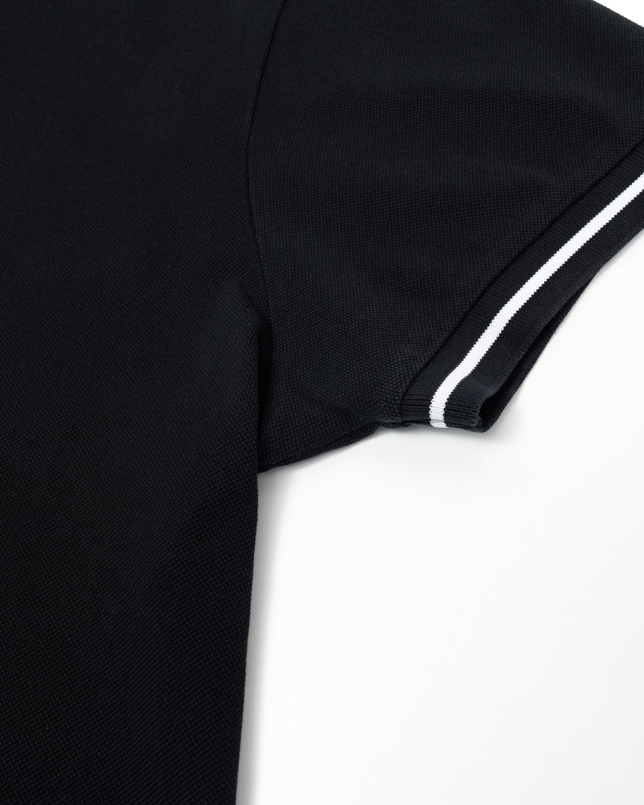 BLACK COTTON PIQUE POLO SHIRT with BEE EMBROIDERY