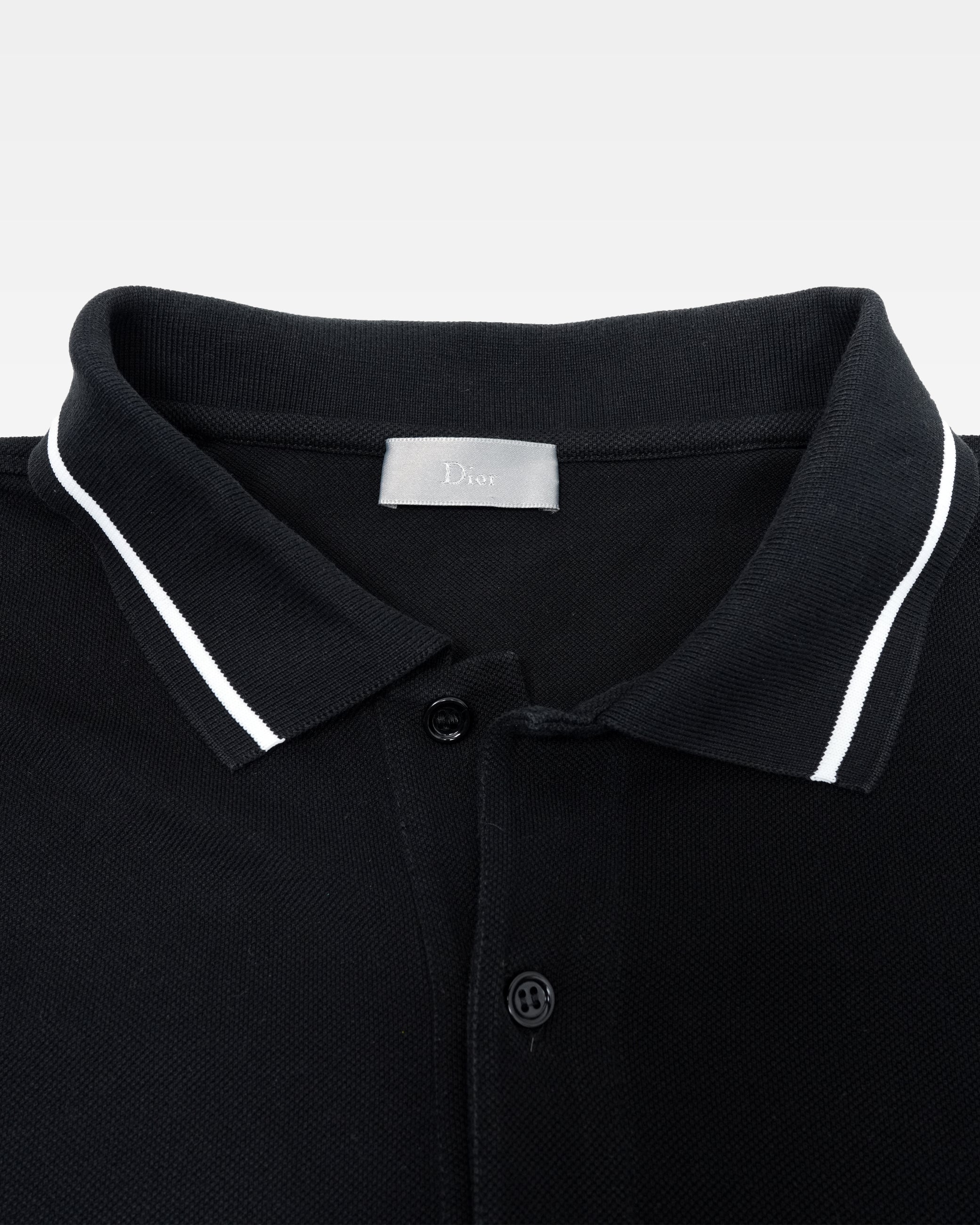 BLACK COTTON PIQUE POLO SHIRT with BEE EMBROIDERY