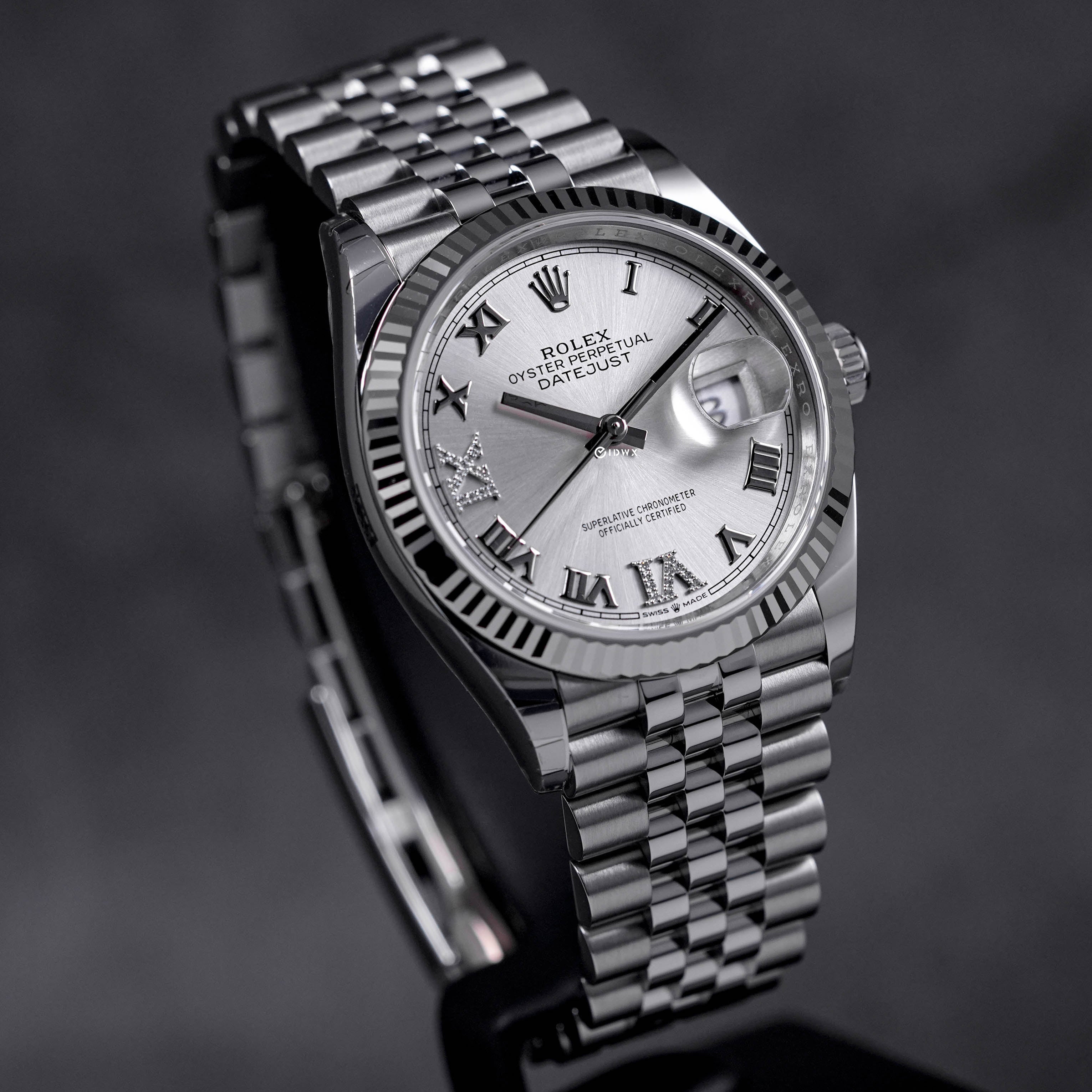 DATEJUST 36MM SILVER ROMAN DIAL DIAMOND 6 9 (2022)