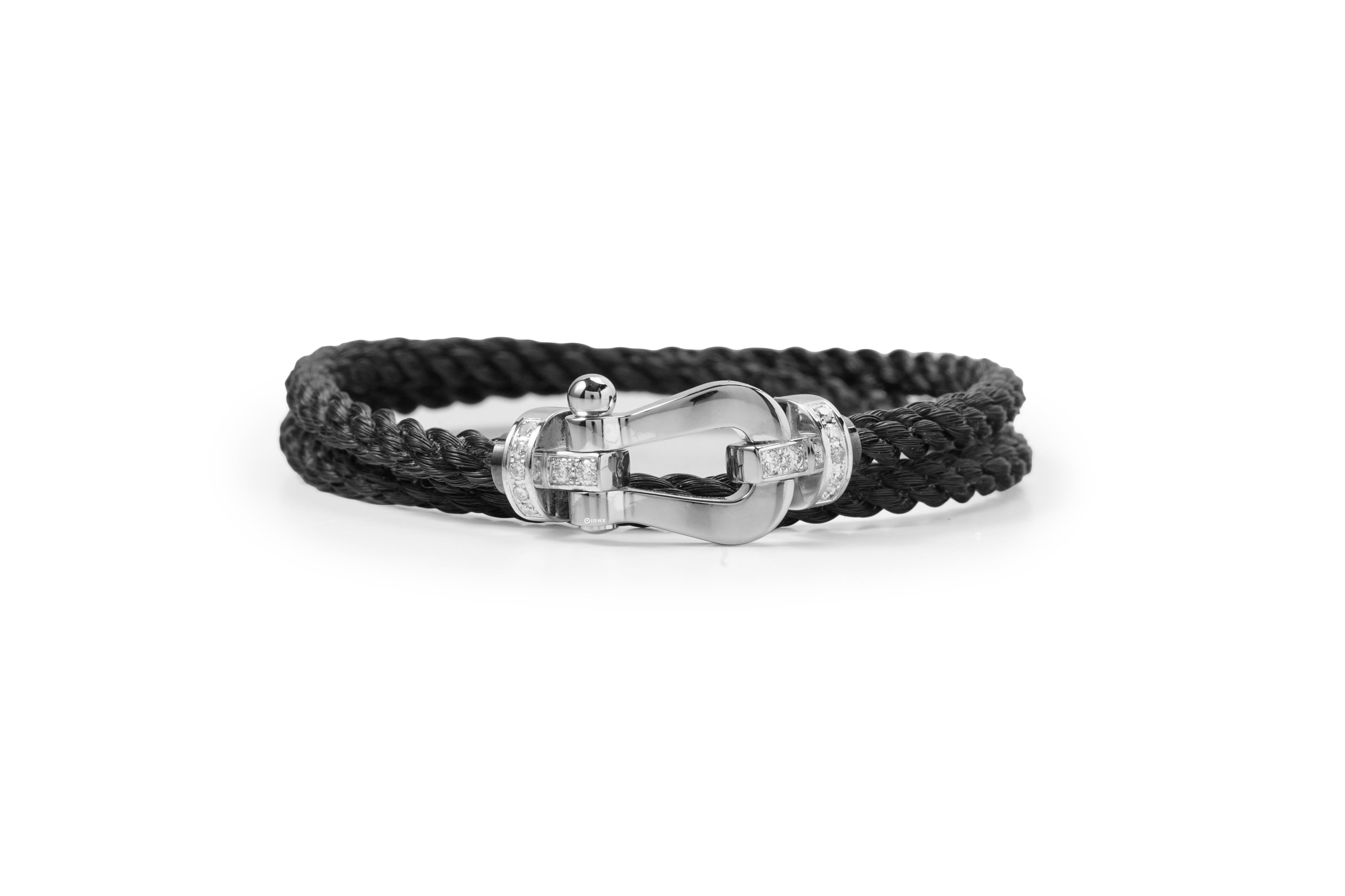FORCE 10 BRACELET BLACK 18K WHITEGOLD HALF DIAMOND PAVED BUCKLE