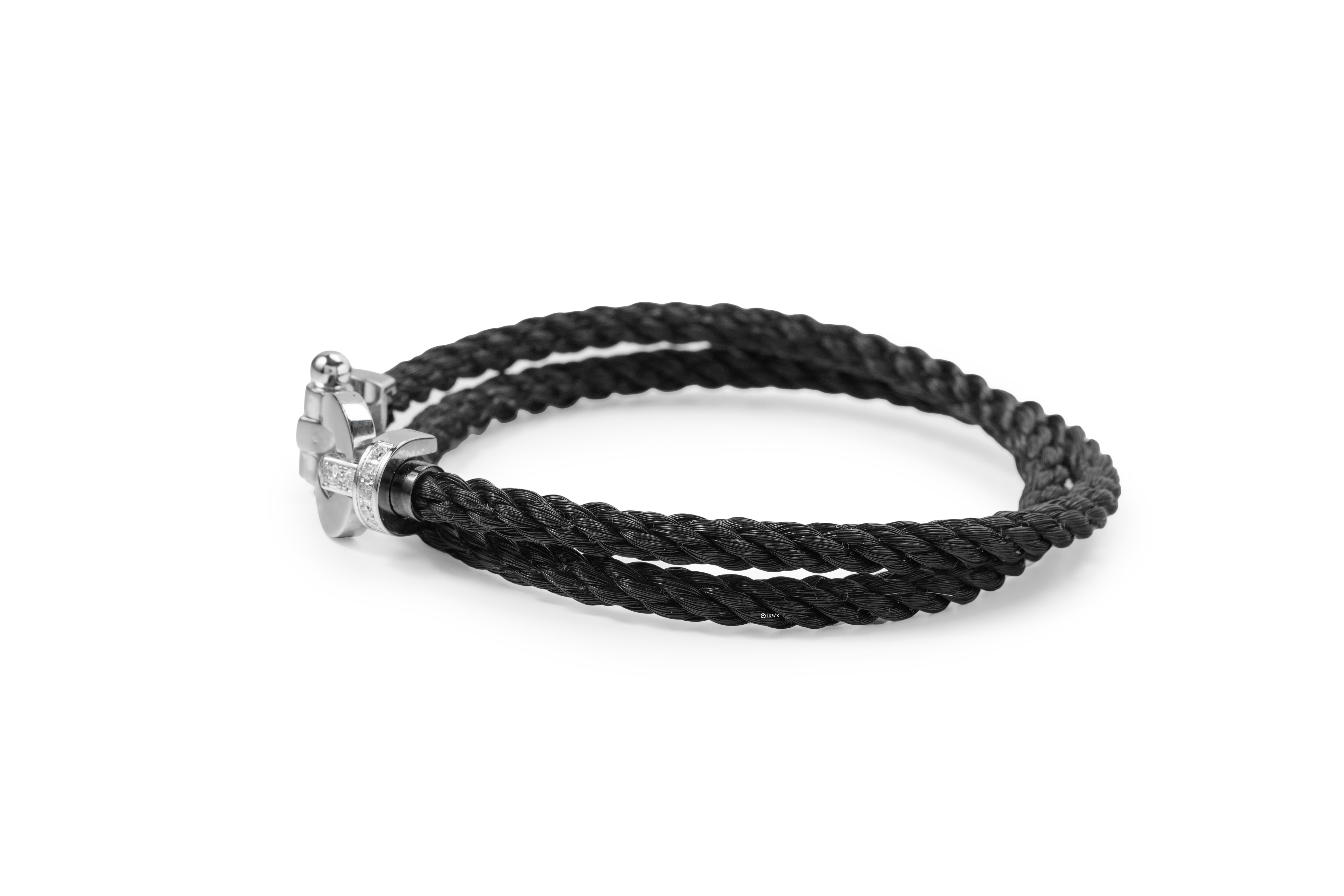 FORCE 10 BRACELET BLACK 18K WHITEGOLD HALF DIAMOND PAVED BUCKLE