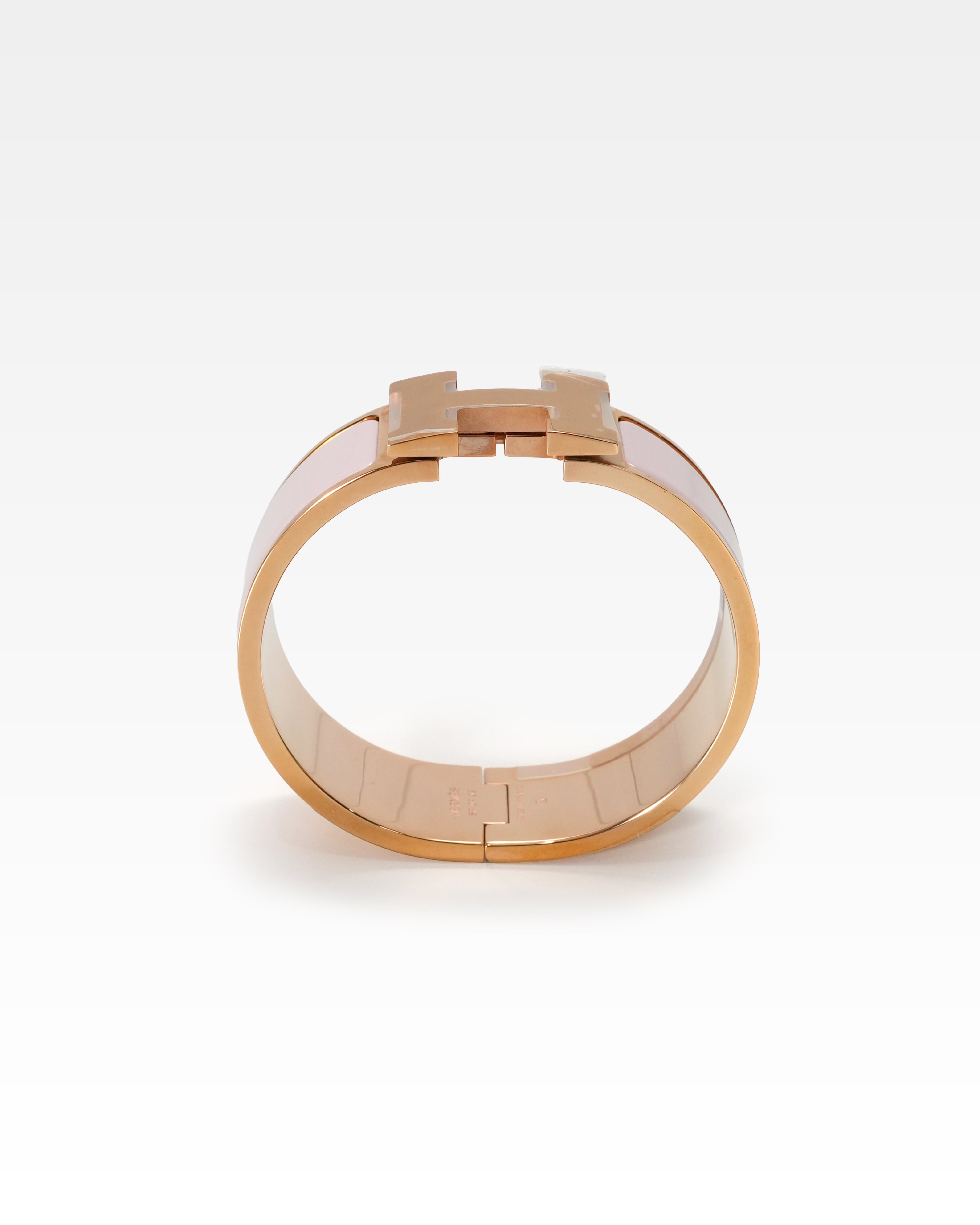 CLIC-CLAC H PM WIDE BANGLE BRACELET - ROSE CANDEUR