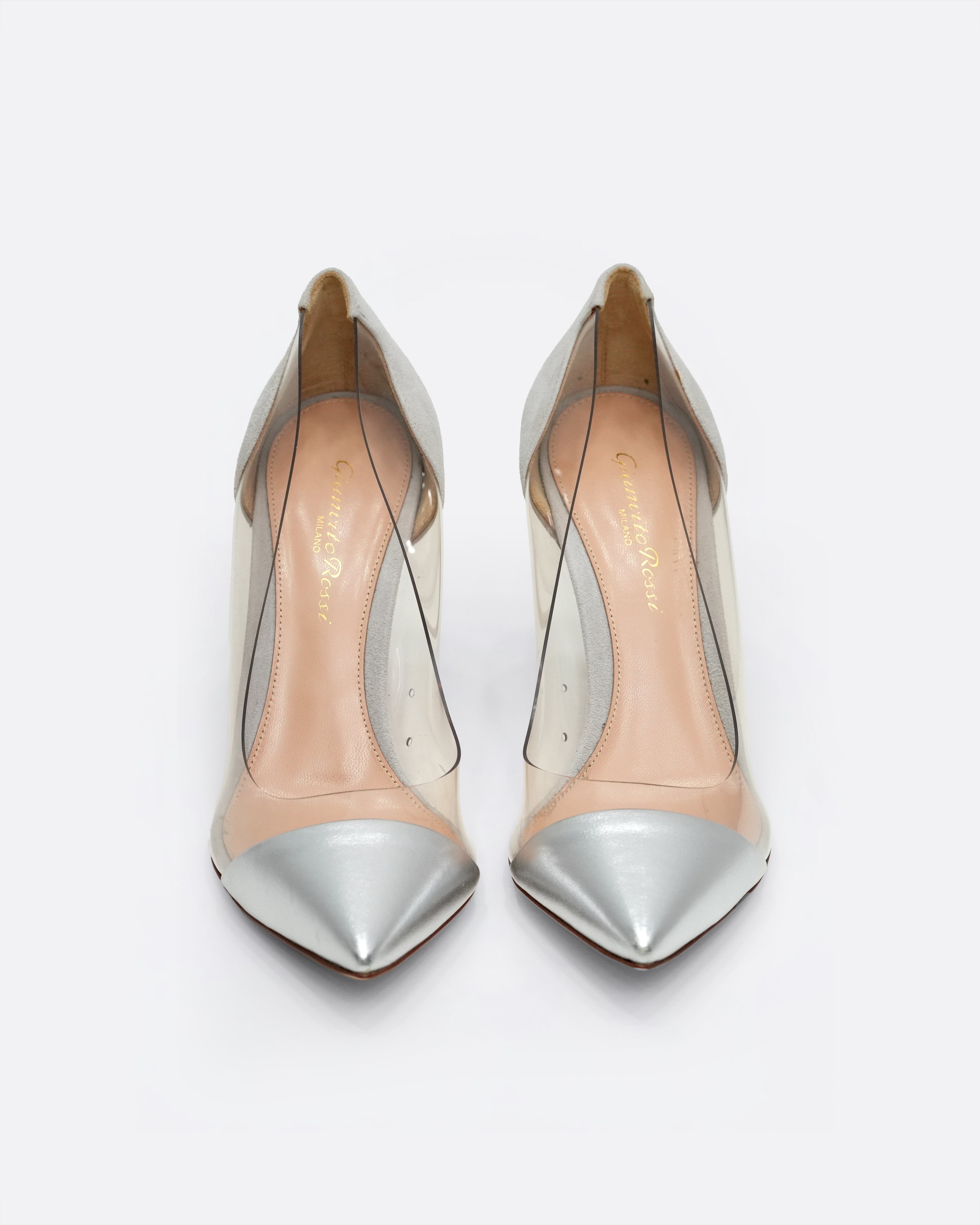 LEATHER PUMPS SILVER - SIZE 36.5