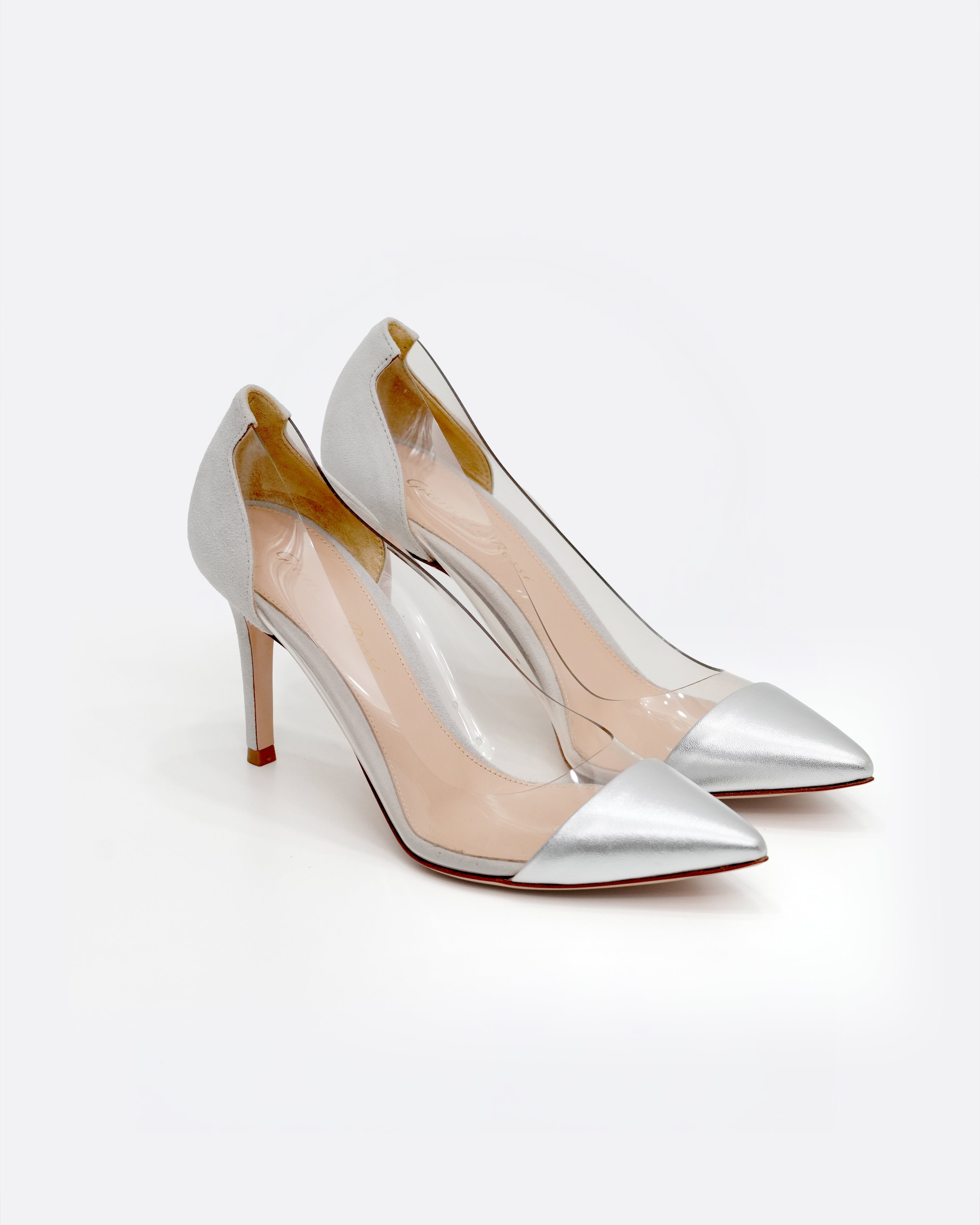 LEATHER PUMPS SILVER - SIZE 36.5