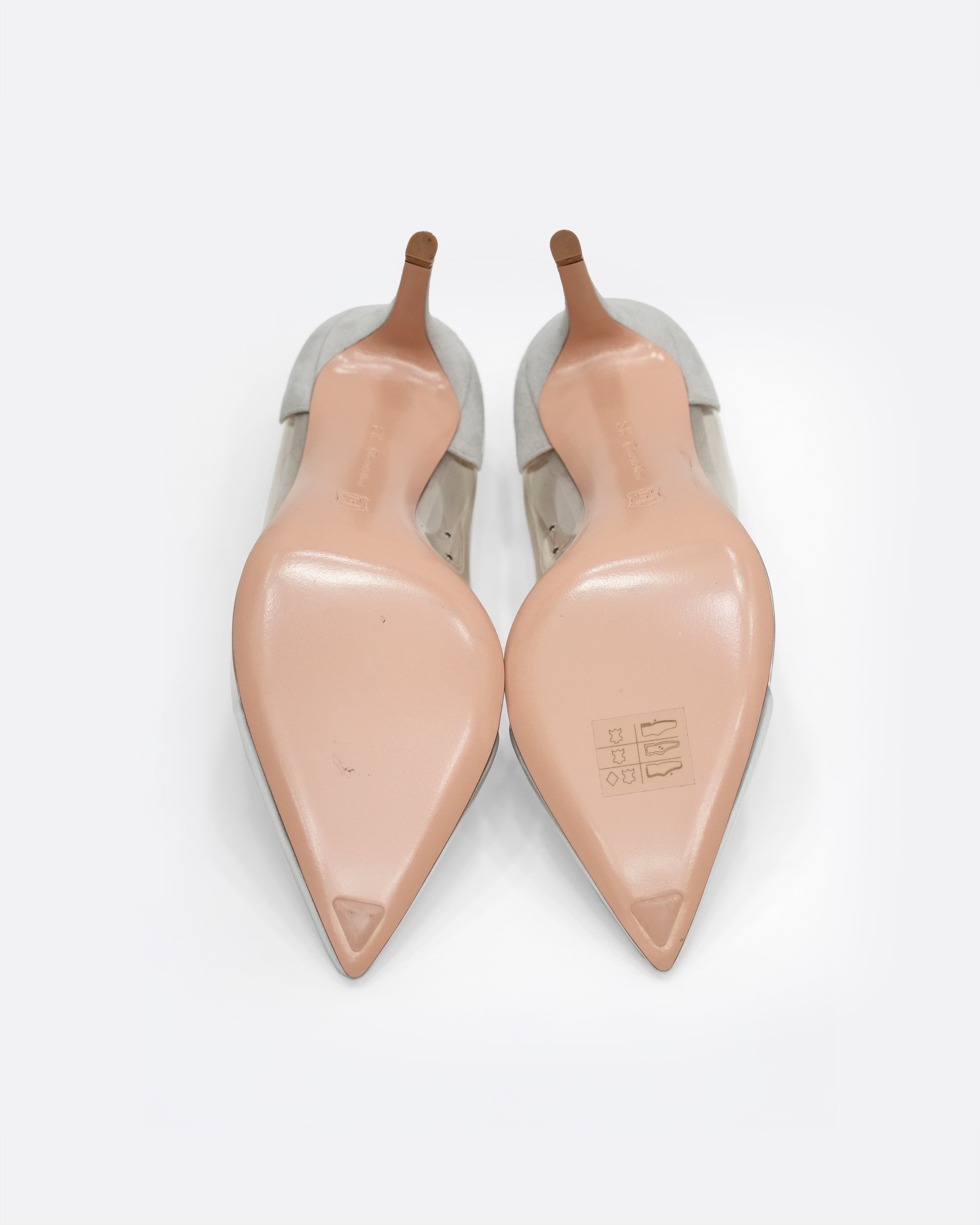 LEATHER PUMPS SILVER - SIZE 36.5