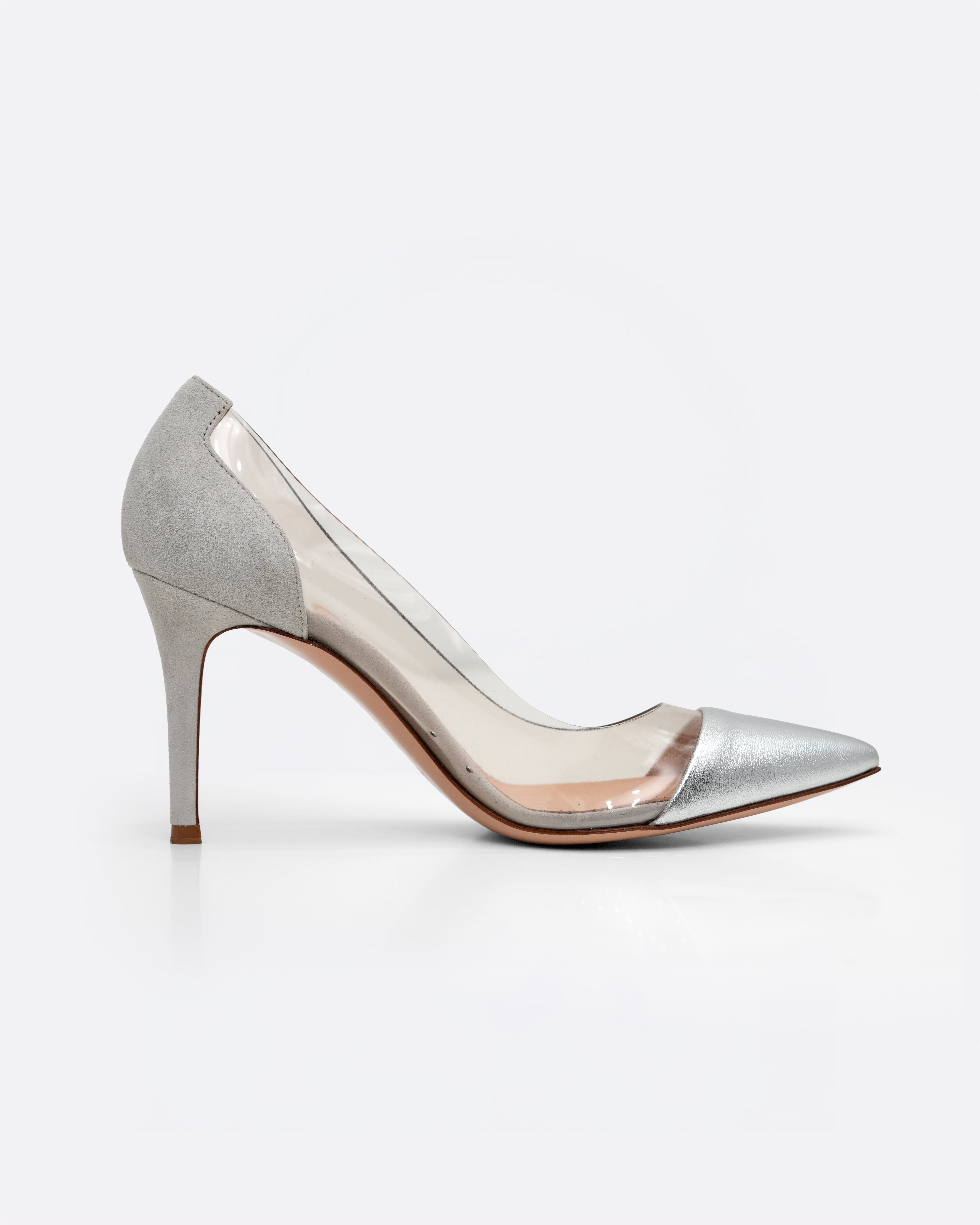 LEATHER PUMPS SILVER - SIZE 36.5