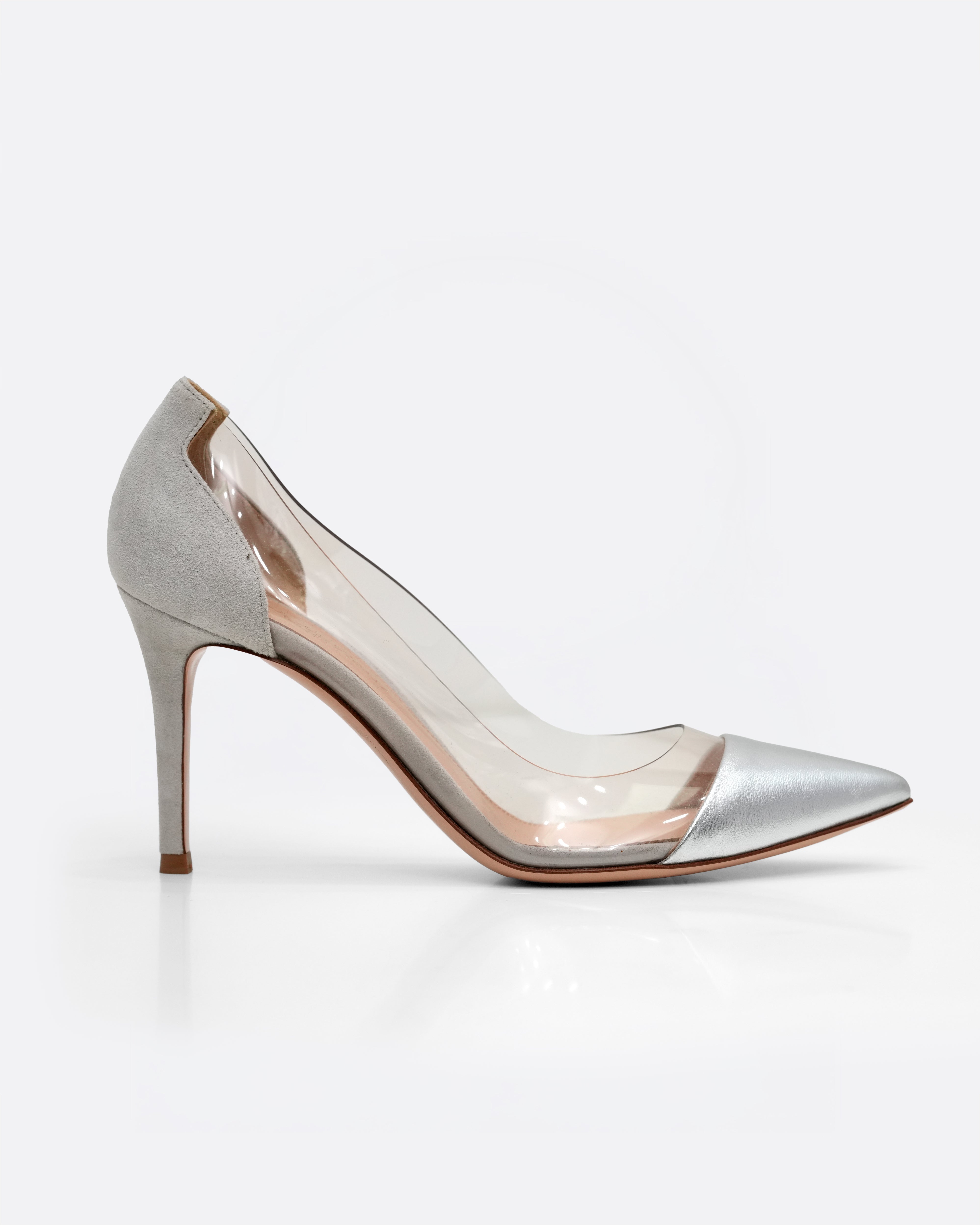 LEATHER PUMPS SILVER - SIZE 36.5