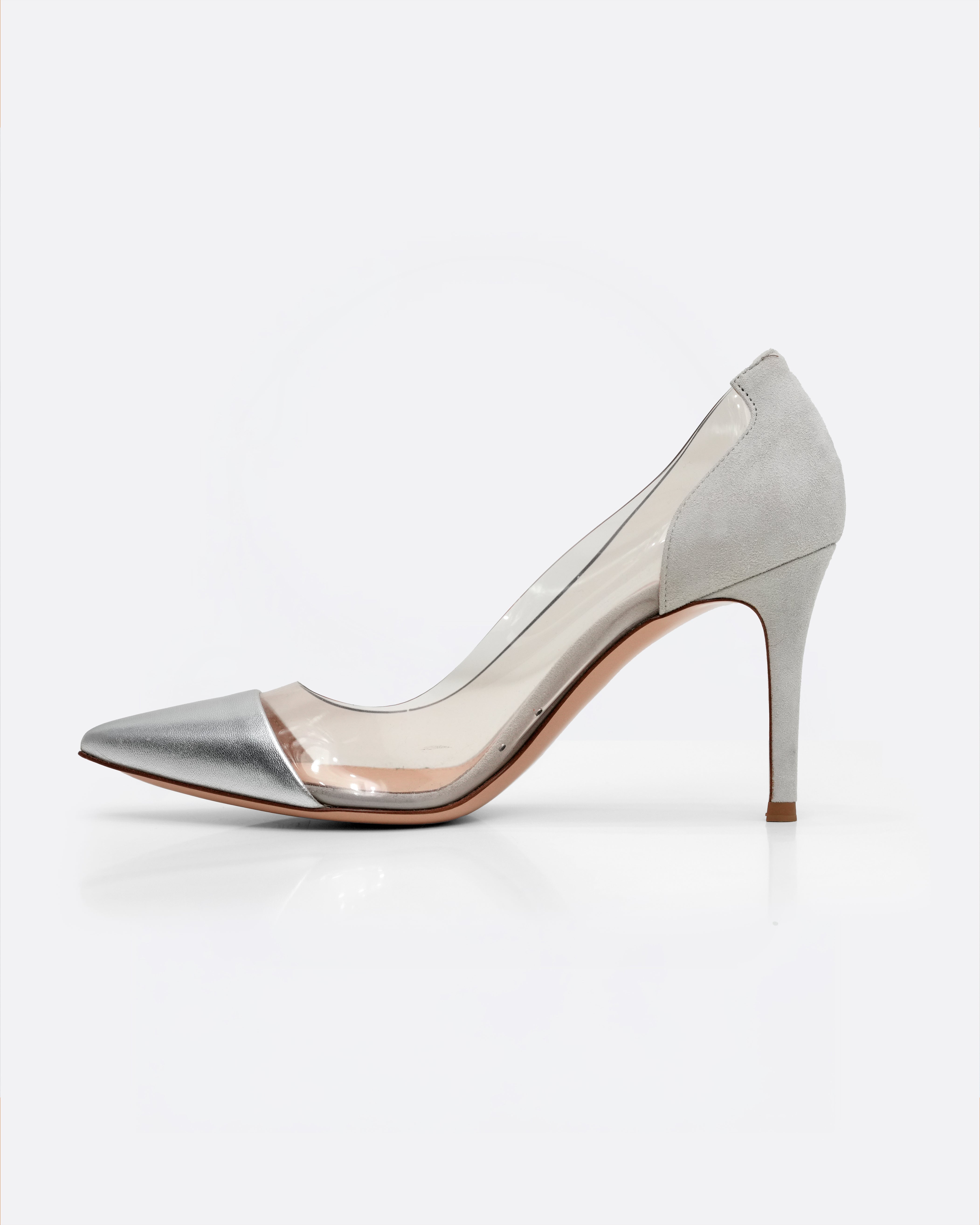 LEATHER PUMPS SILVER - SIZE 36.5