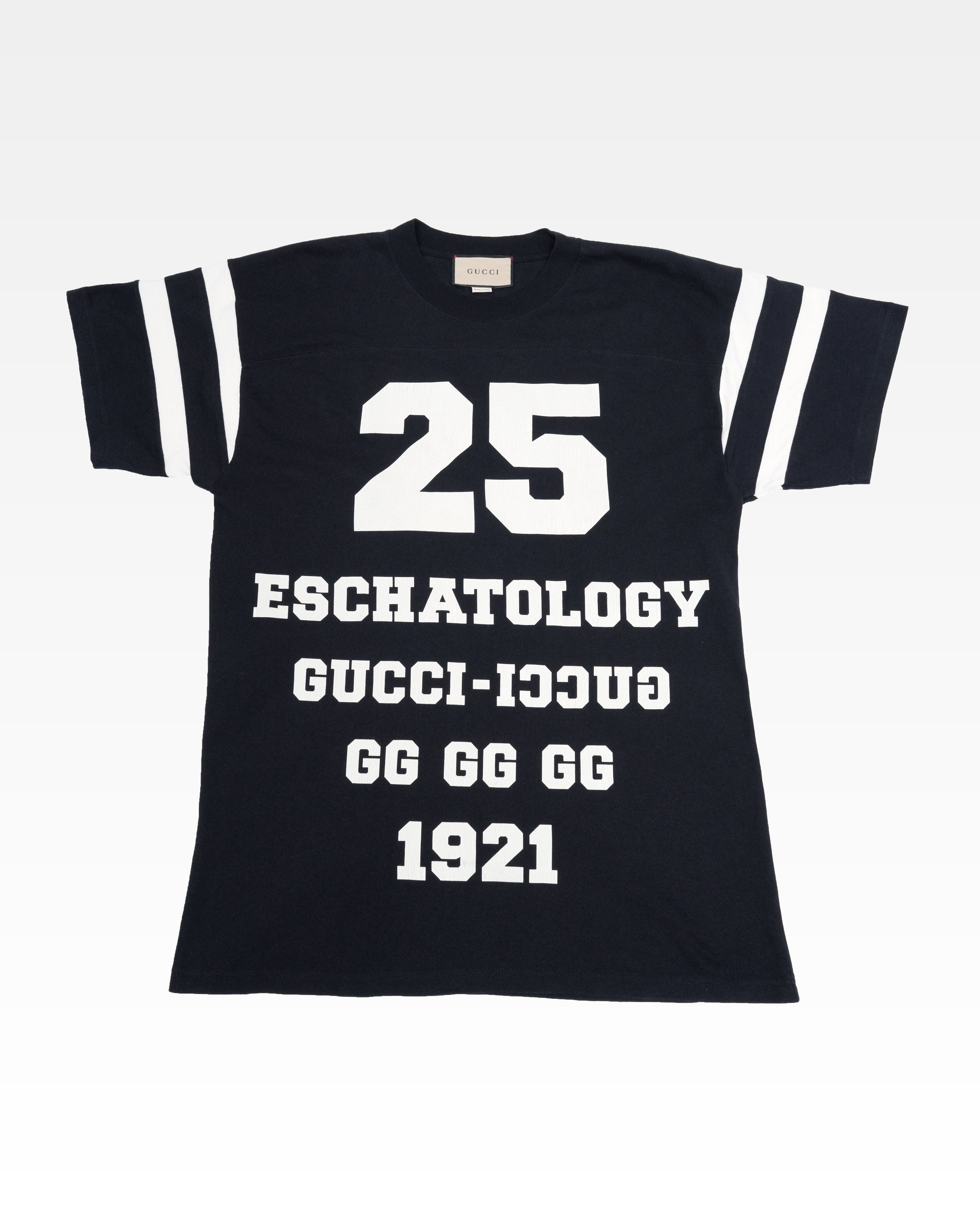 '25 ESCHATOLOGY and GUCCI LOVED' PRINT COTTON T-SHIRT