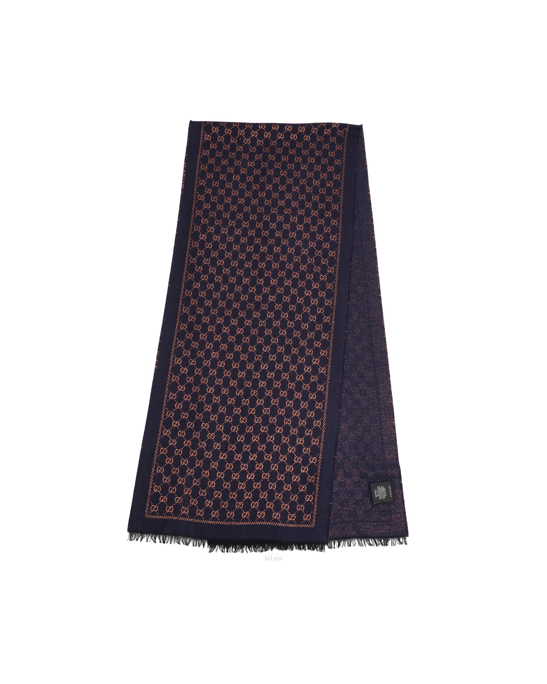 GG SCARF (SILK X WOOL X METAL FIBER) NAVY