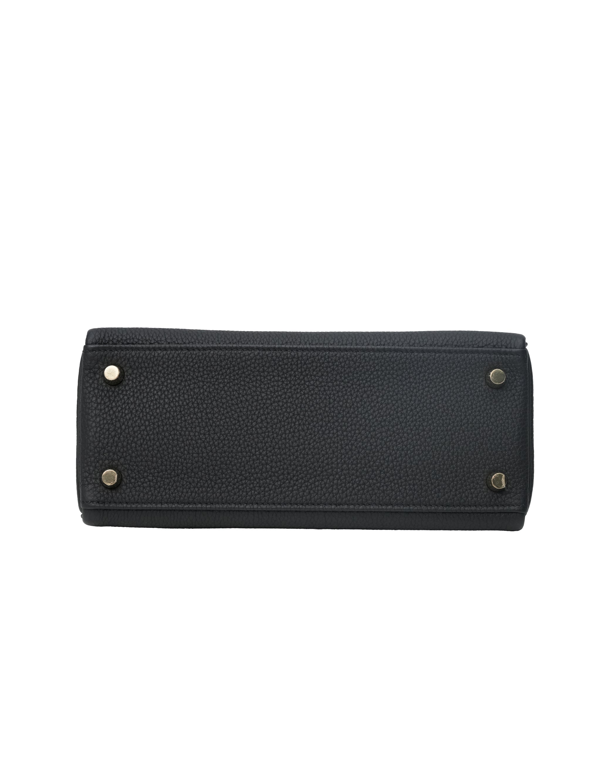 KELLY 25 RETOURNE BLACK TOGO LEATHER GOLD HARDWARE STAMP B