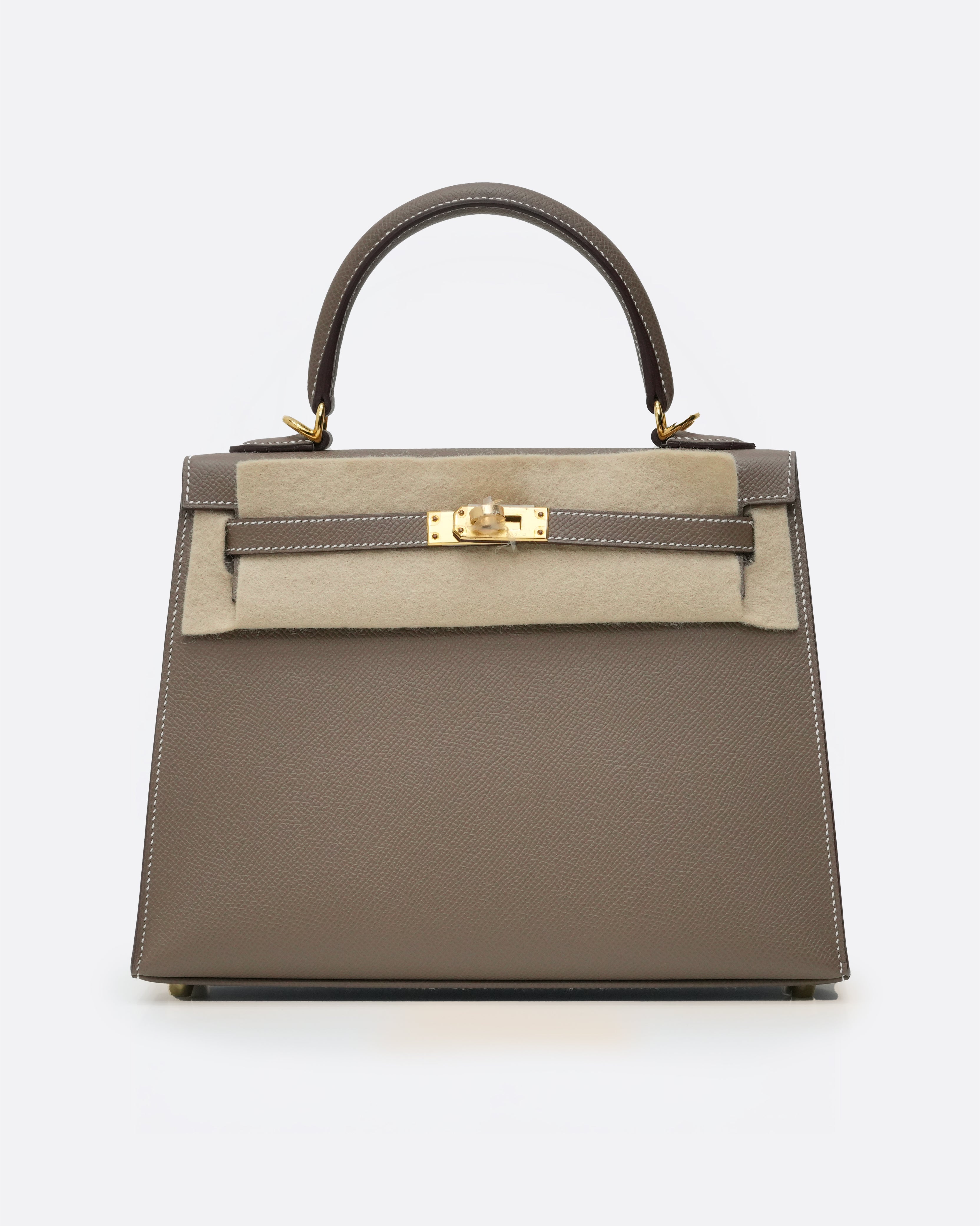 KELLY SELLIER 25 ETOUPE GOLD HARDWARE STAMP W