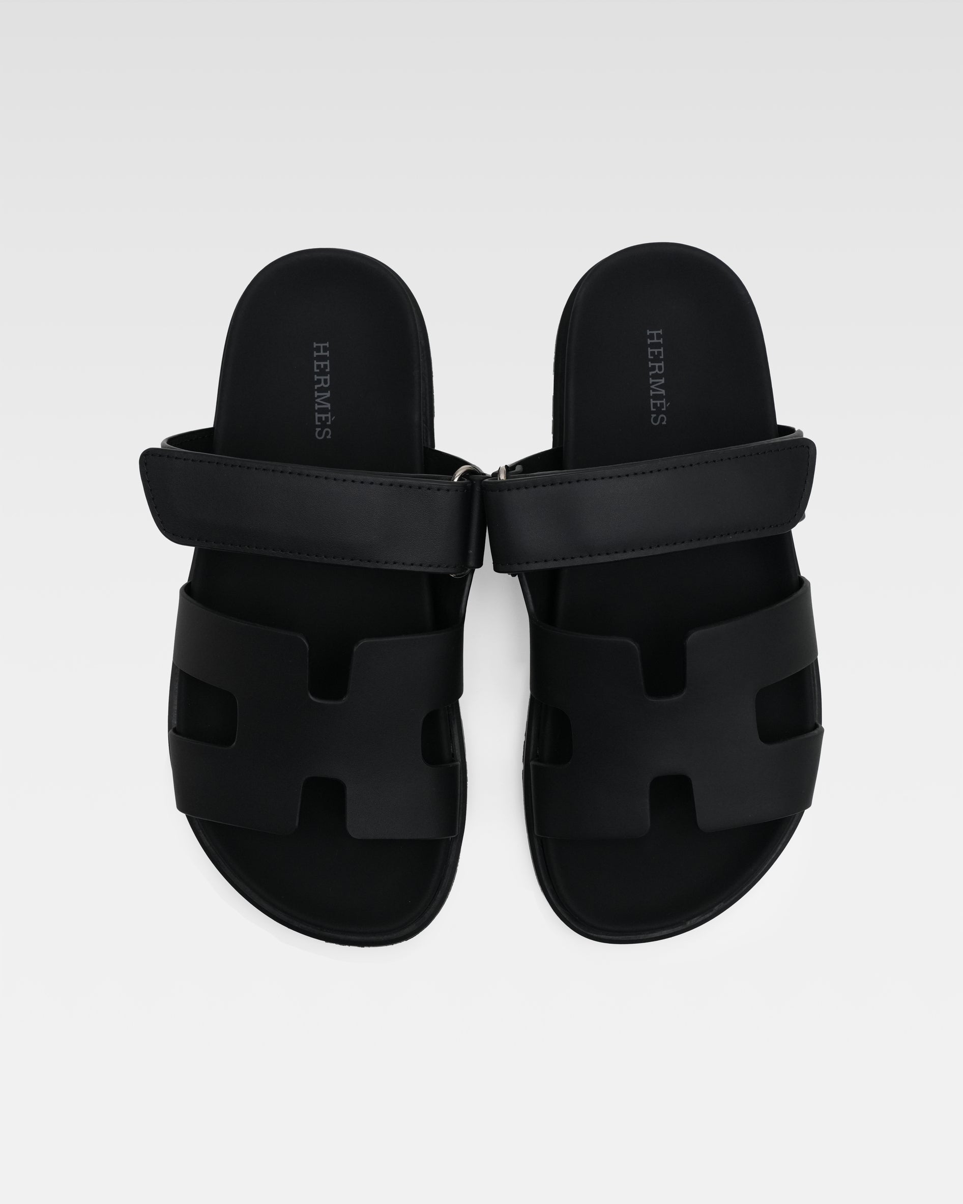 CHYPRE LEATHER SANDALS BLACK VELCRO STRAP - SIZE 36