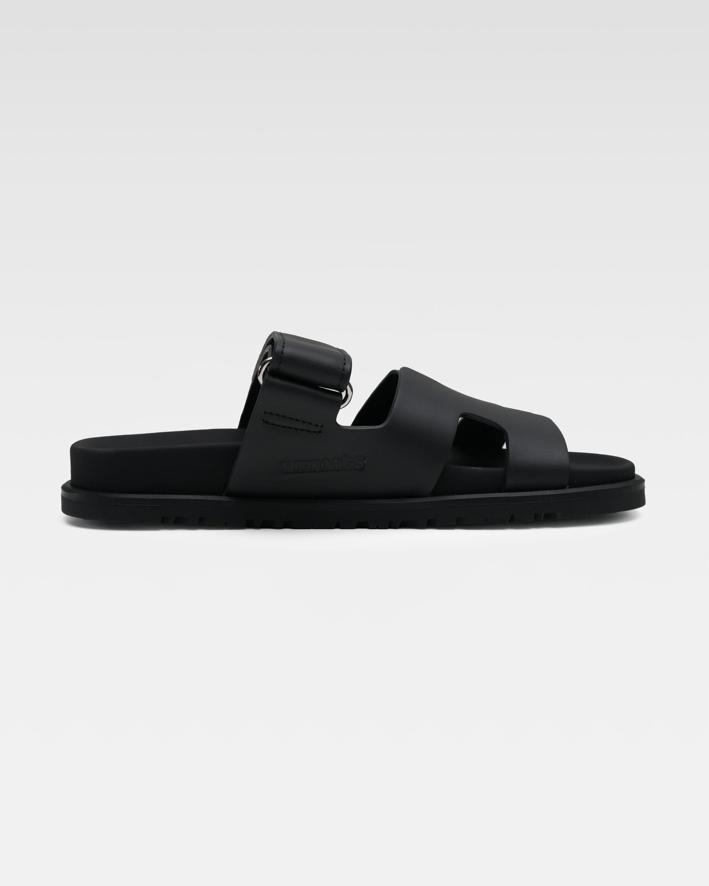 CHYPRE LEATHER SANDALS BLACK VELCRO STRAP - SIZE 36