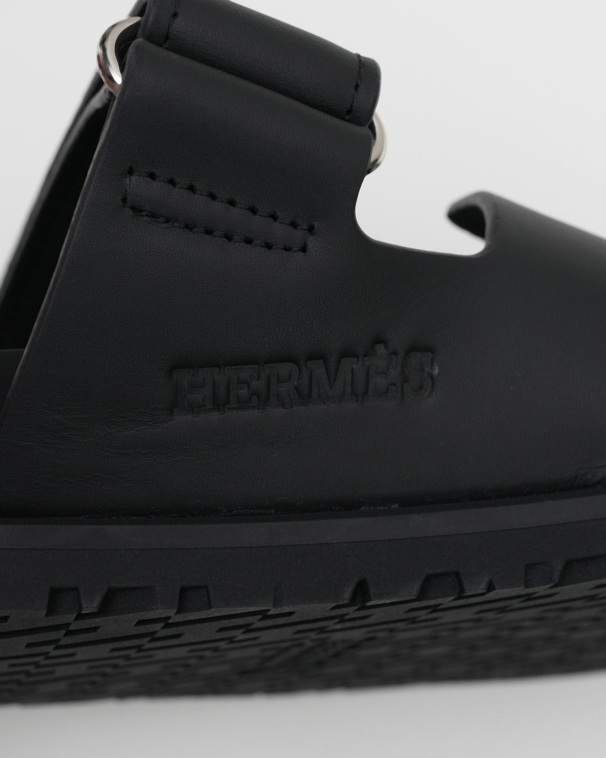 CHYPRE LEATHER SANDALS BLACK VELCRO STRAP - SIZE 36