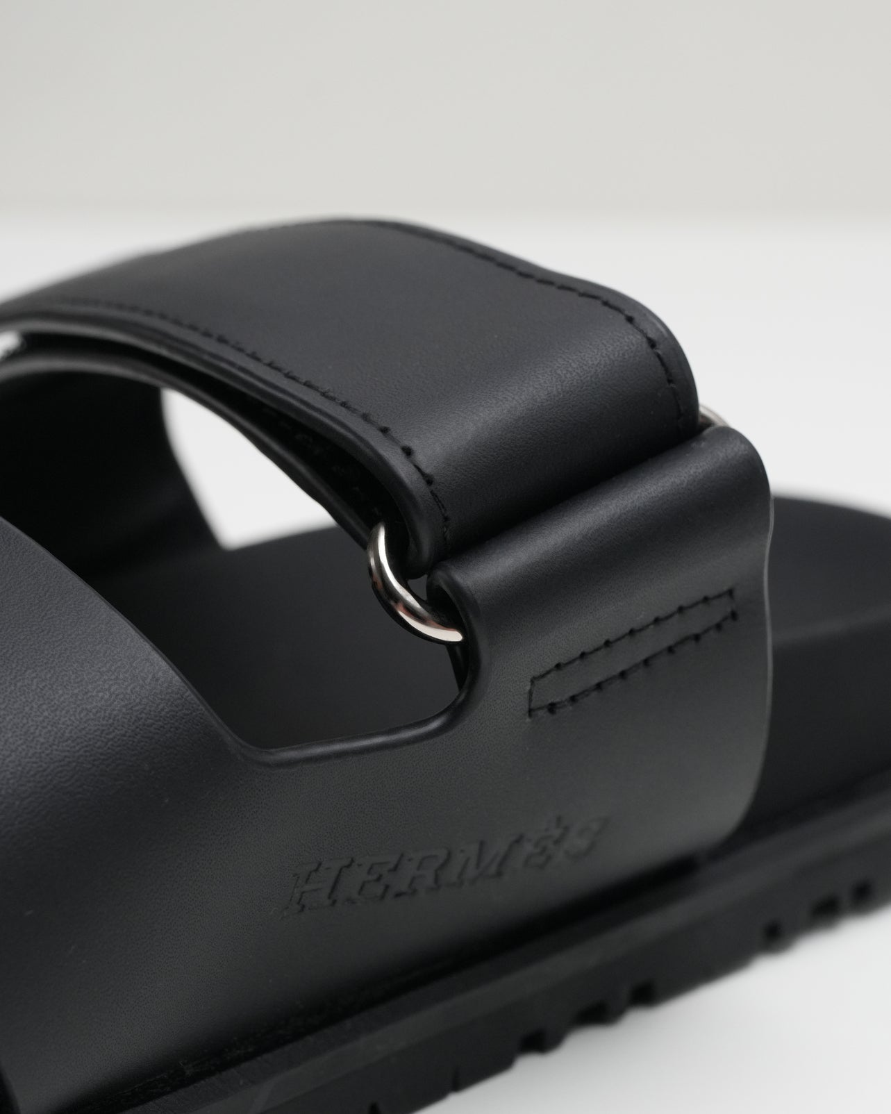 CHYPRE LEATHER SANDALS BLACK VELCRO STRAP - SIZE 36