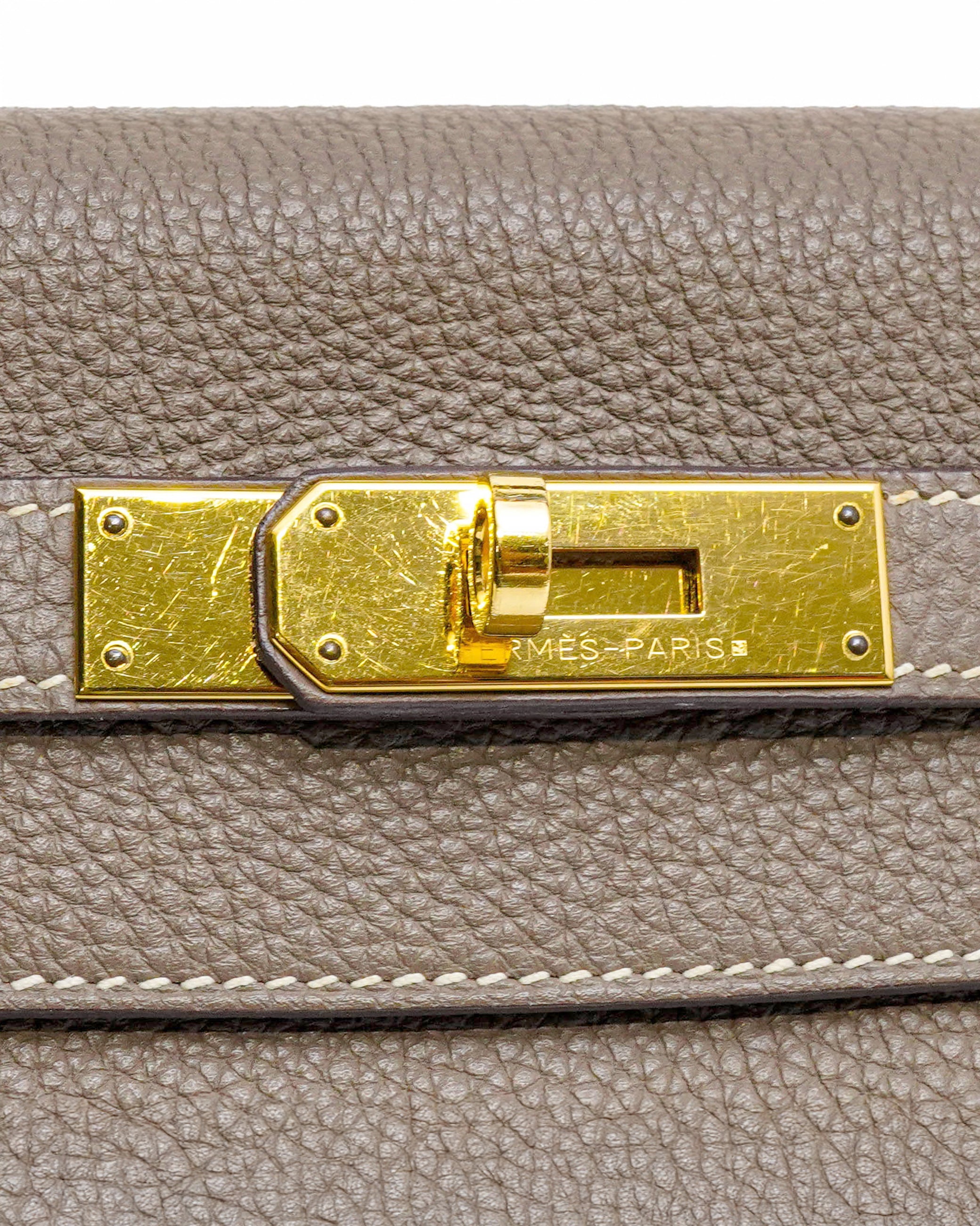 KELLY 28 ETOUPE WITH GOLD HARDWARE STAMP T