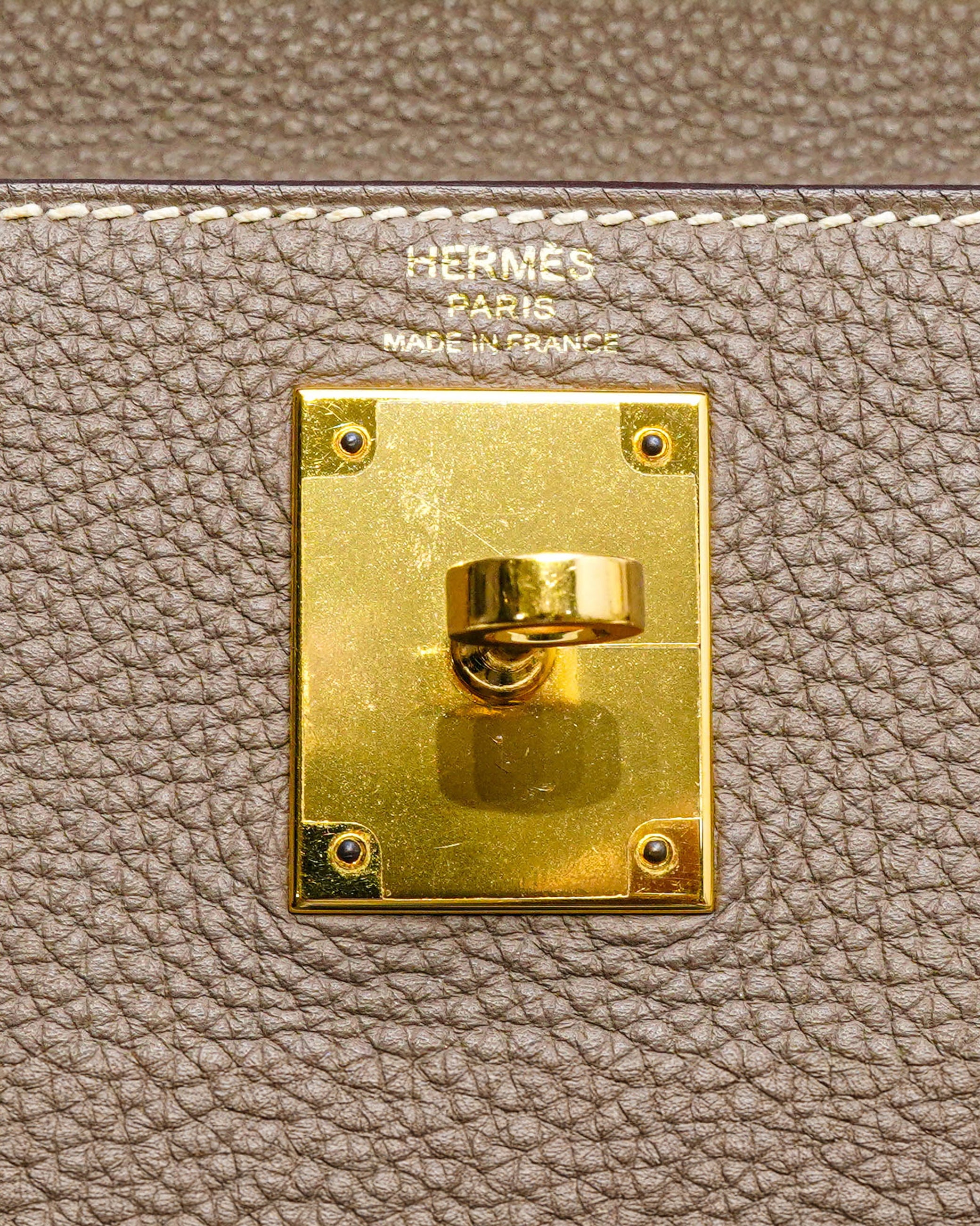 KELLY 28 ETOUPE WITH GOLD HARDWARE STAMP T