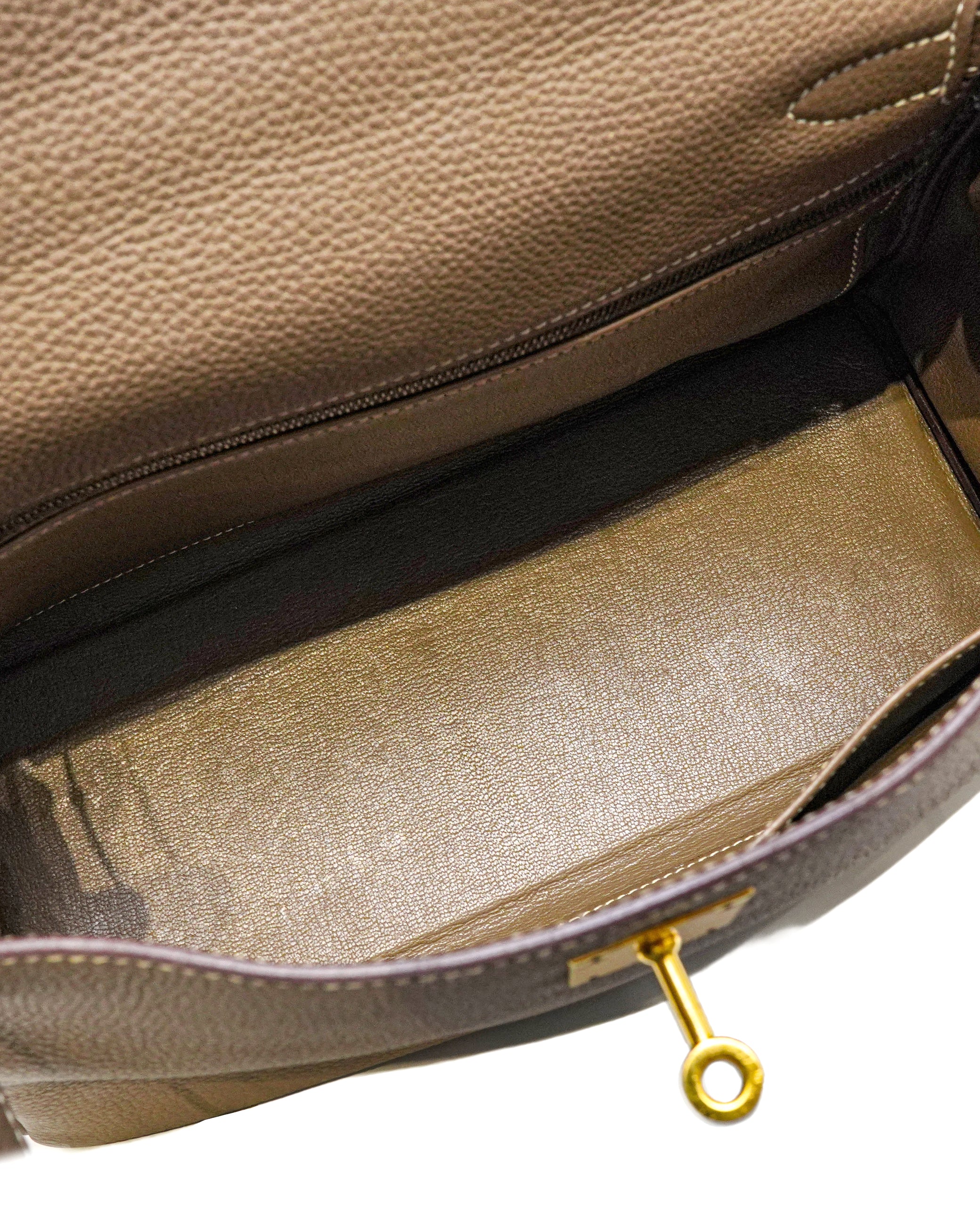 KELLY 28 ETOUPE WITH GOLD HARDWARE STAMP T