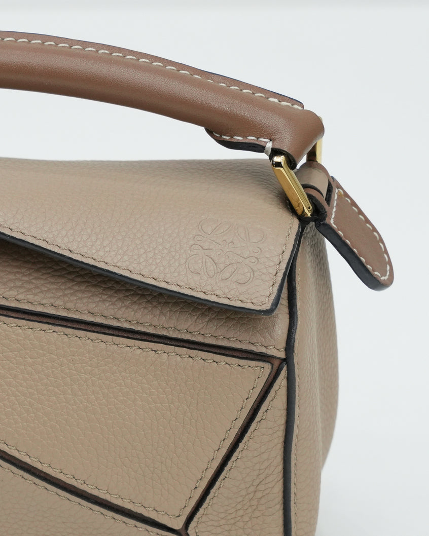 MINI PUZZLE BAG LEATHER BEIGE - BROWN