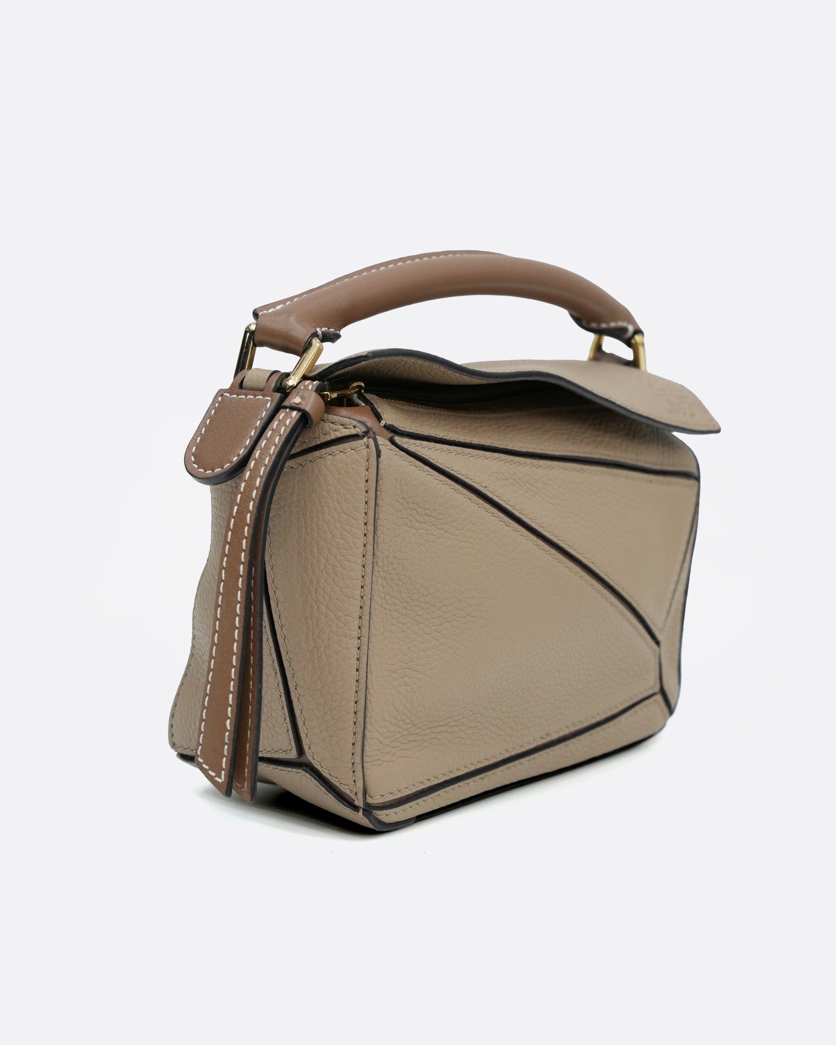 MINI PUZZLE BAG LEATHER BEIGE - BROWN