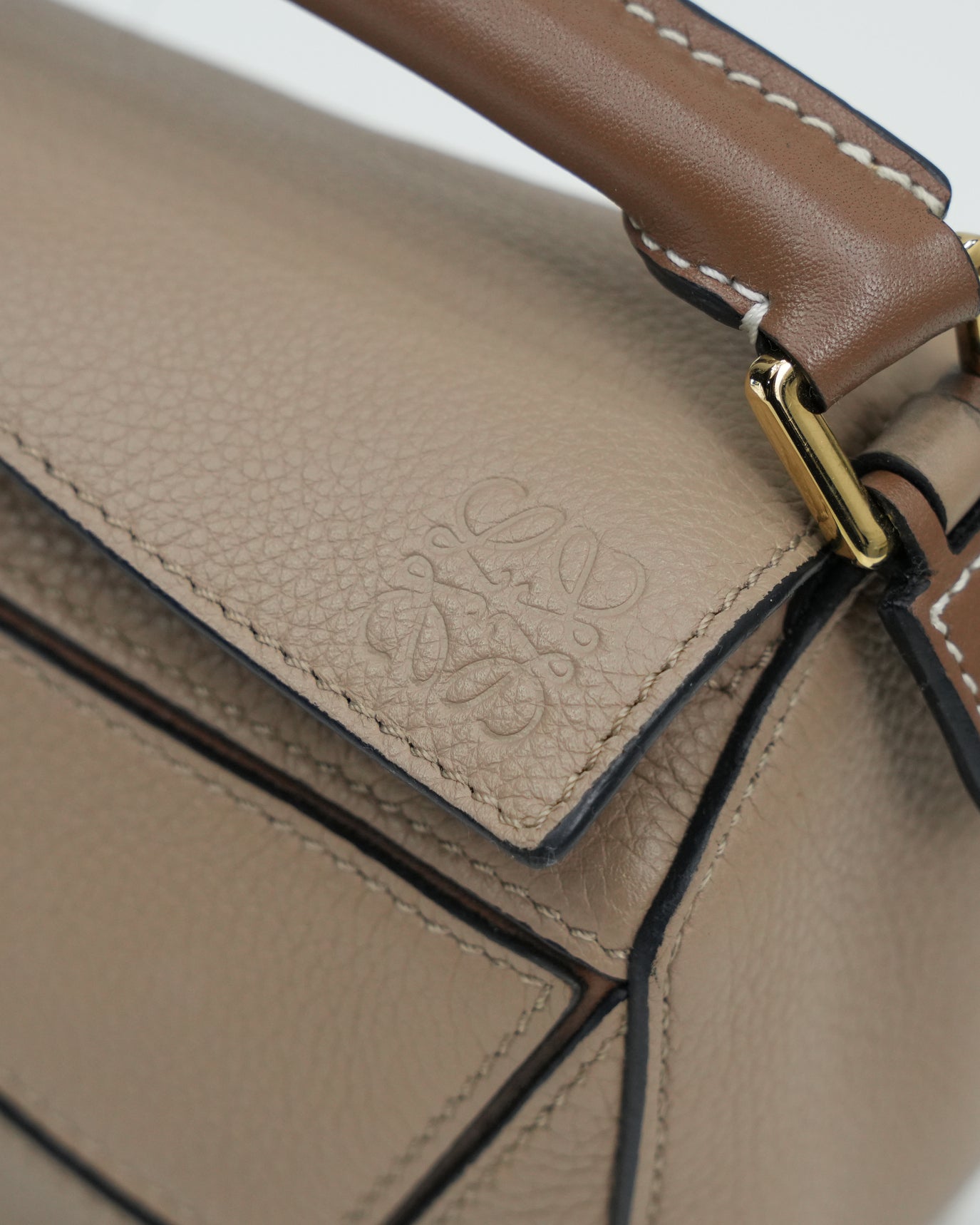 MINI PUZZLE BAG LEATHER BEIGE - BROWN