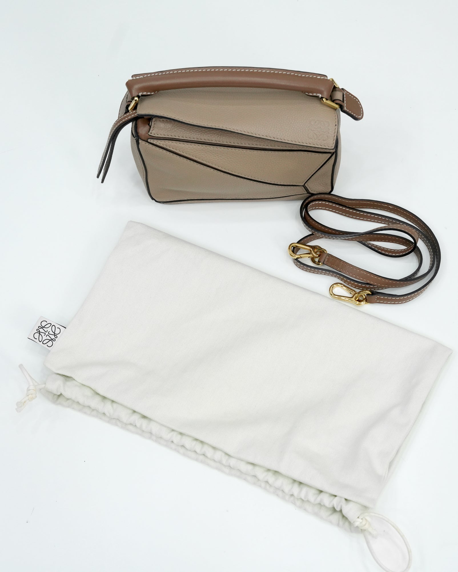 MINI PUZZLE BAG LEATHER BEIGE - BROWN