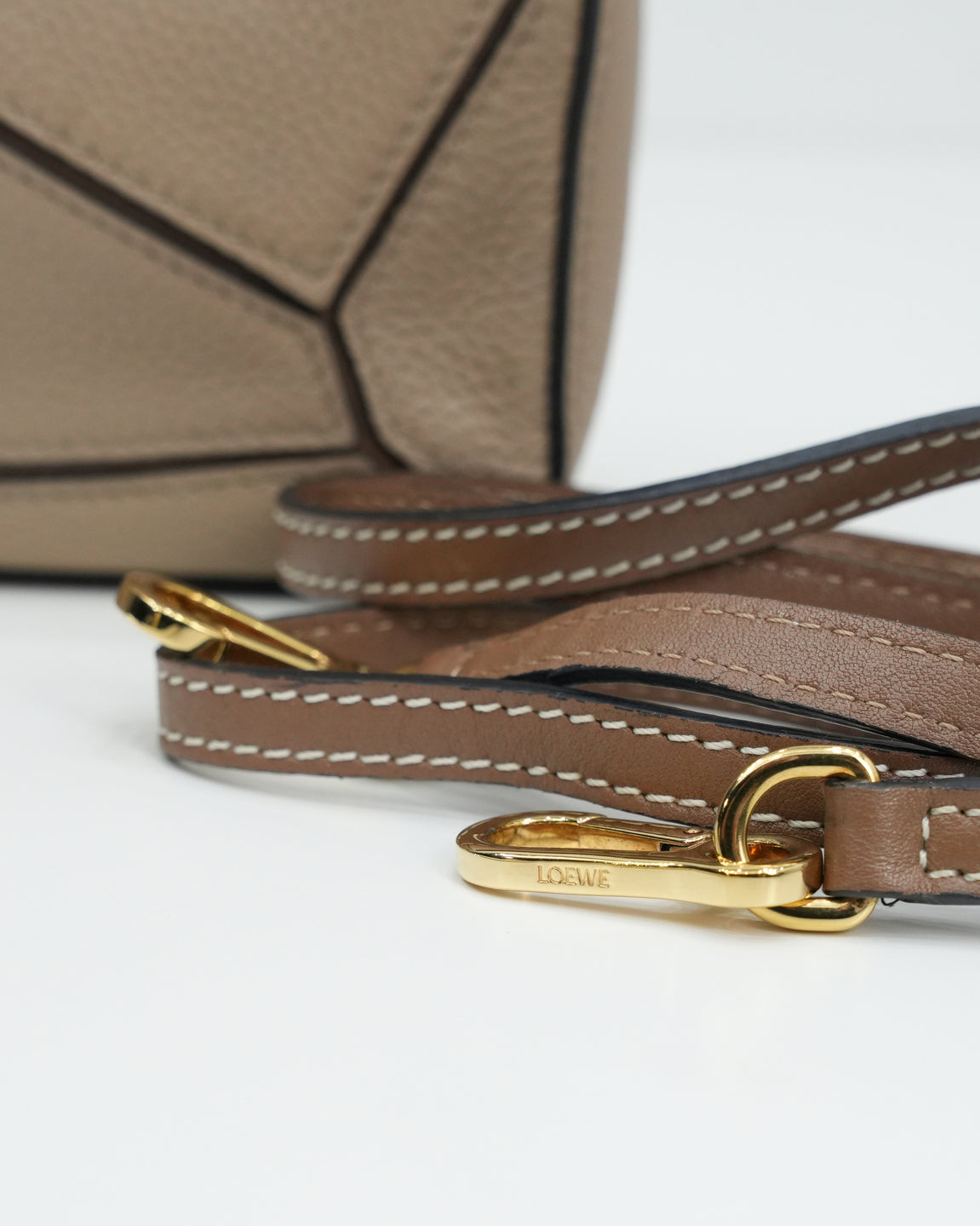 MINI PUZZLE BAG LEATHER BEIGE - BROWN