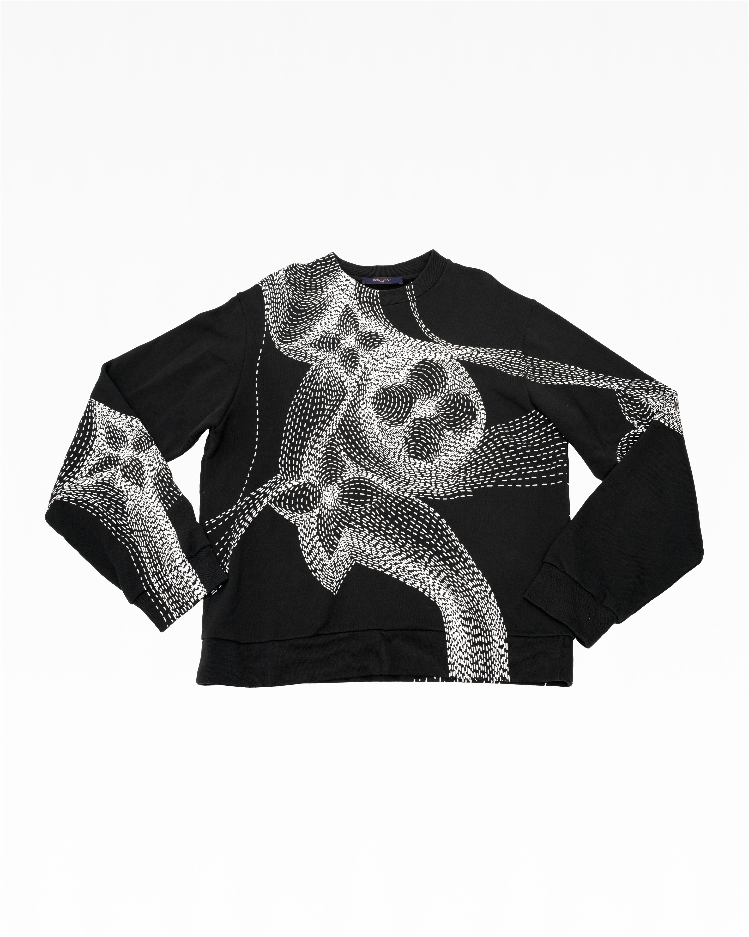 20AW COTTON SWEATER BLACK FLOWER PRINTED - Size L