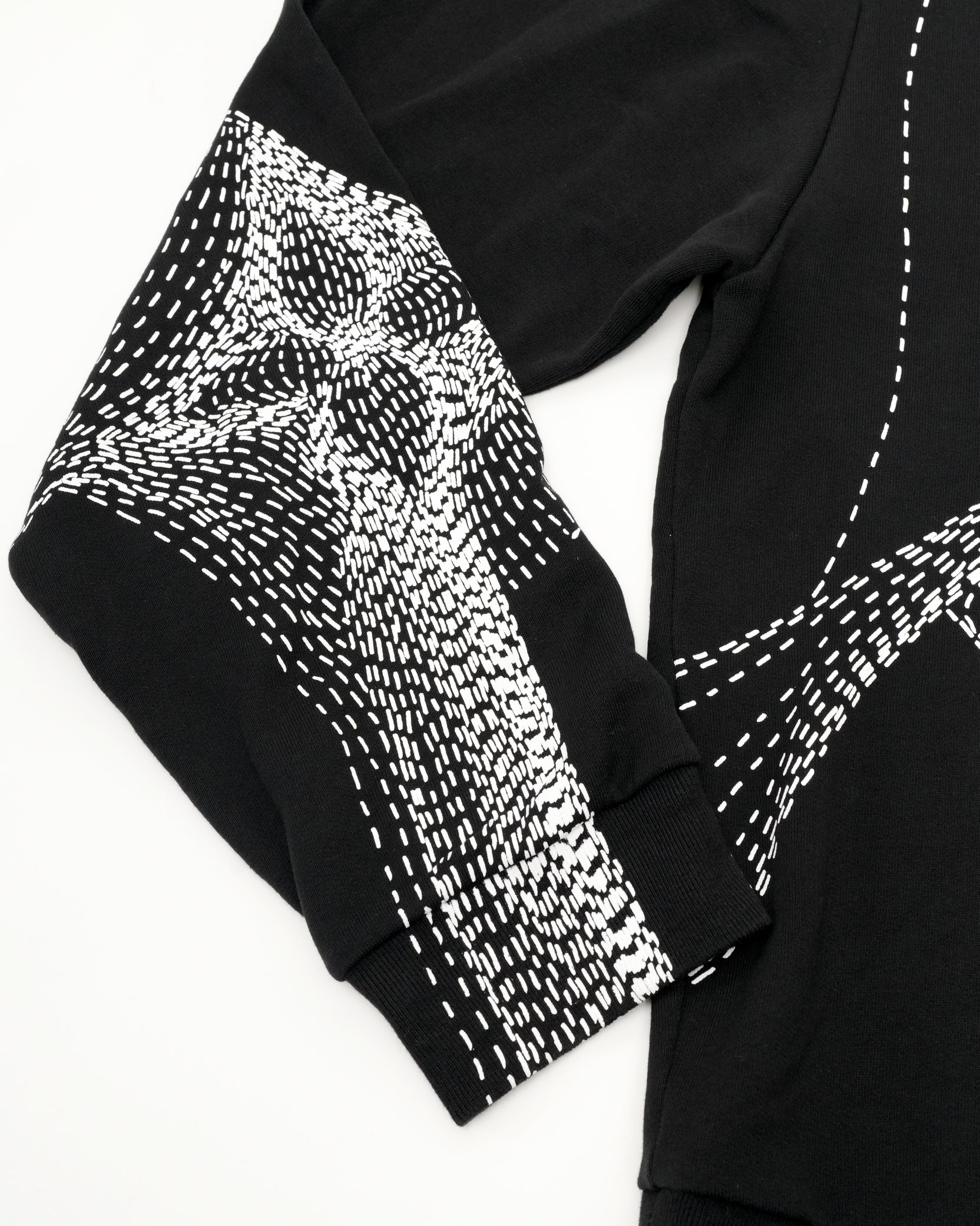 20AW COTTON SWEATER BLACK FLOWER PRINTED - Size L