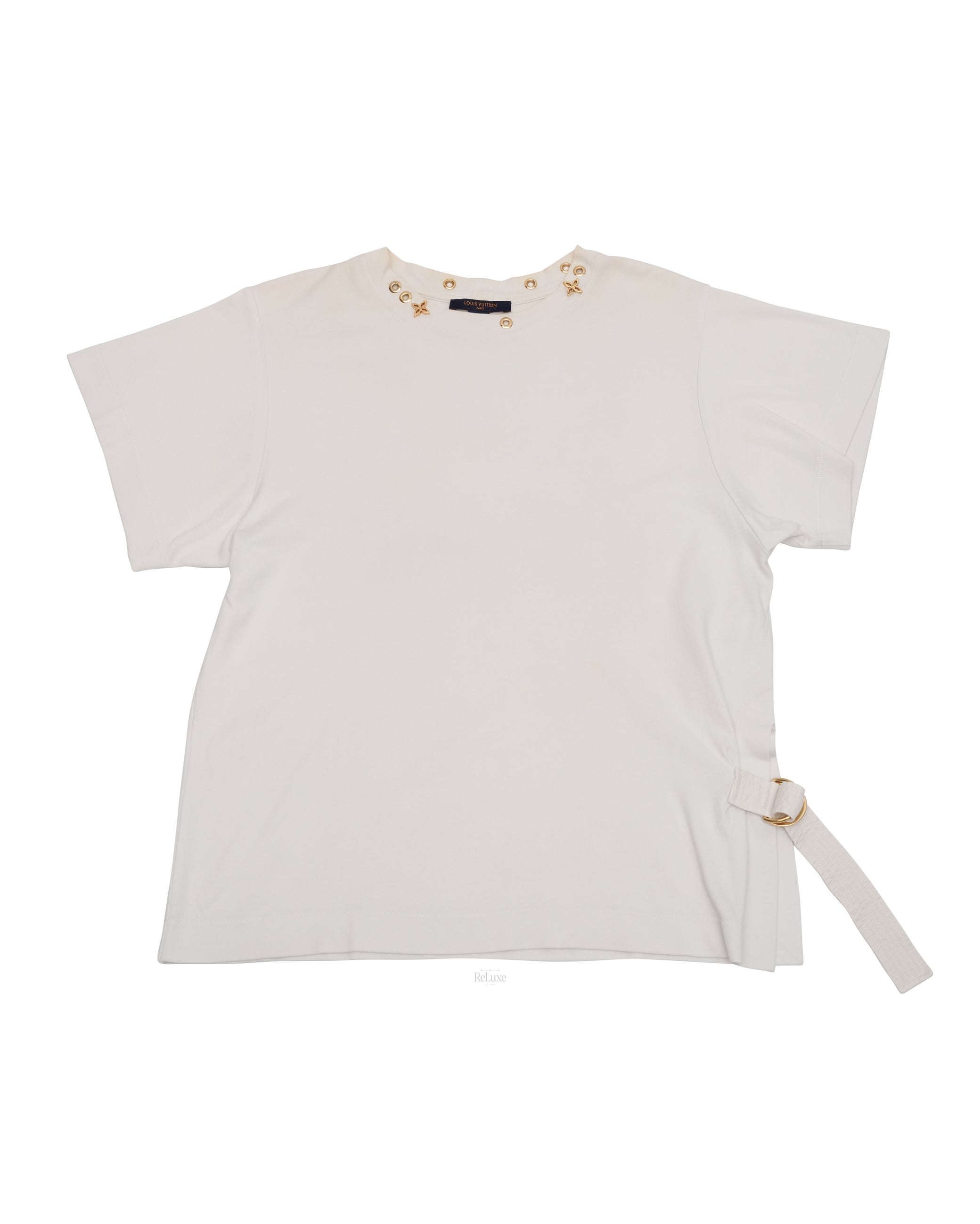 LOGO WHITE LADIES T-SHIRT WITH SIDE STRAP SIZE M