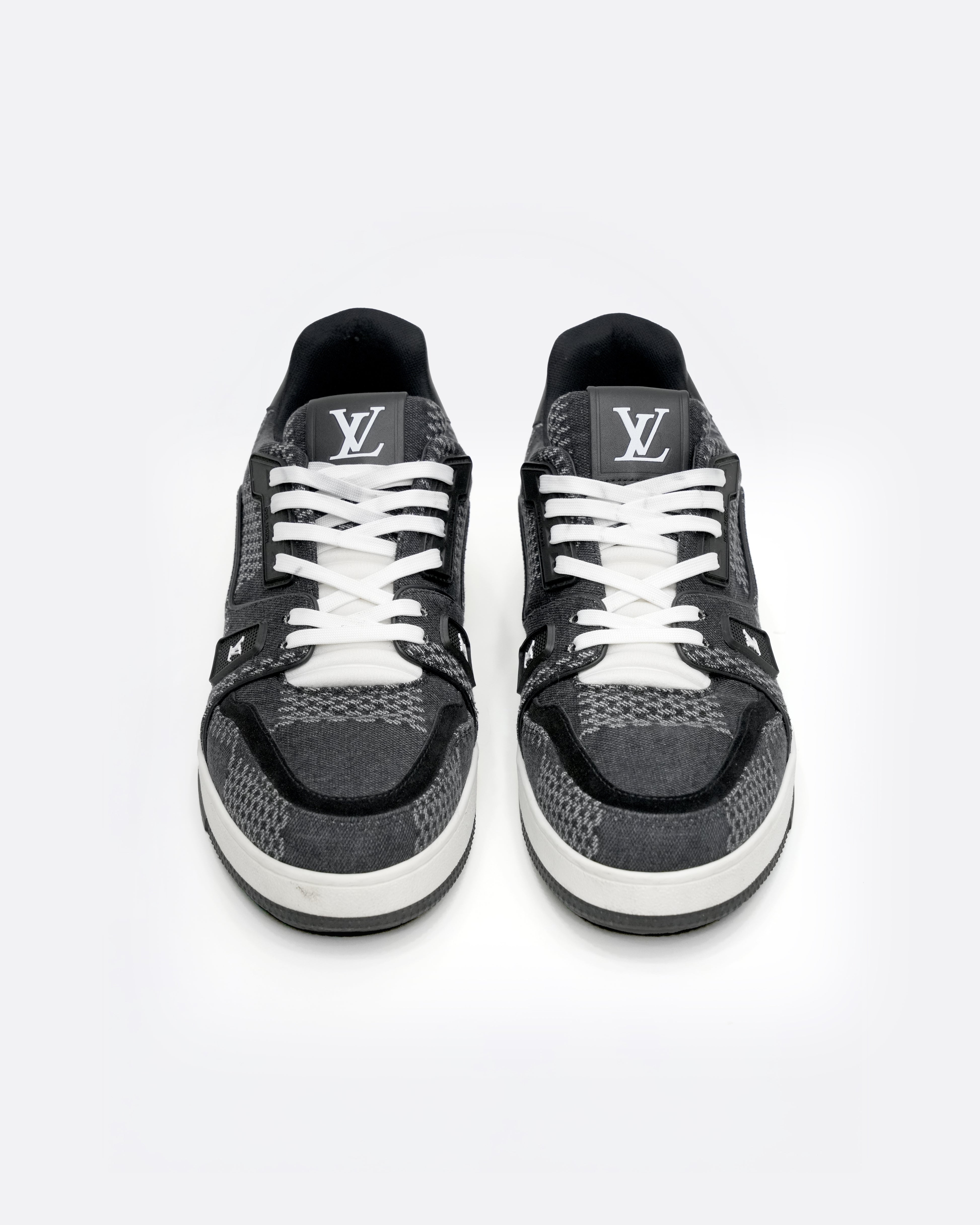 TRAINER LINE 2024 DENIM SNEAKERS DAMIER LOGO BLACK - SIZE 8