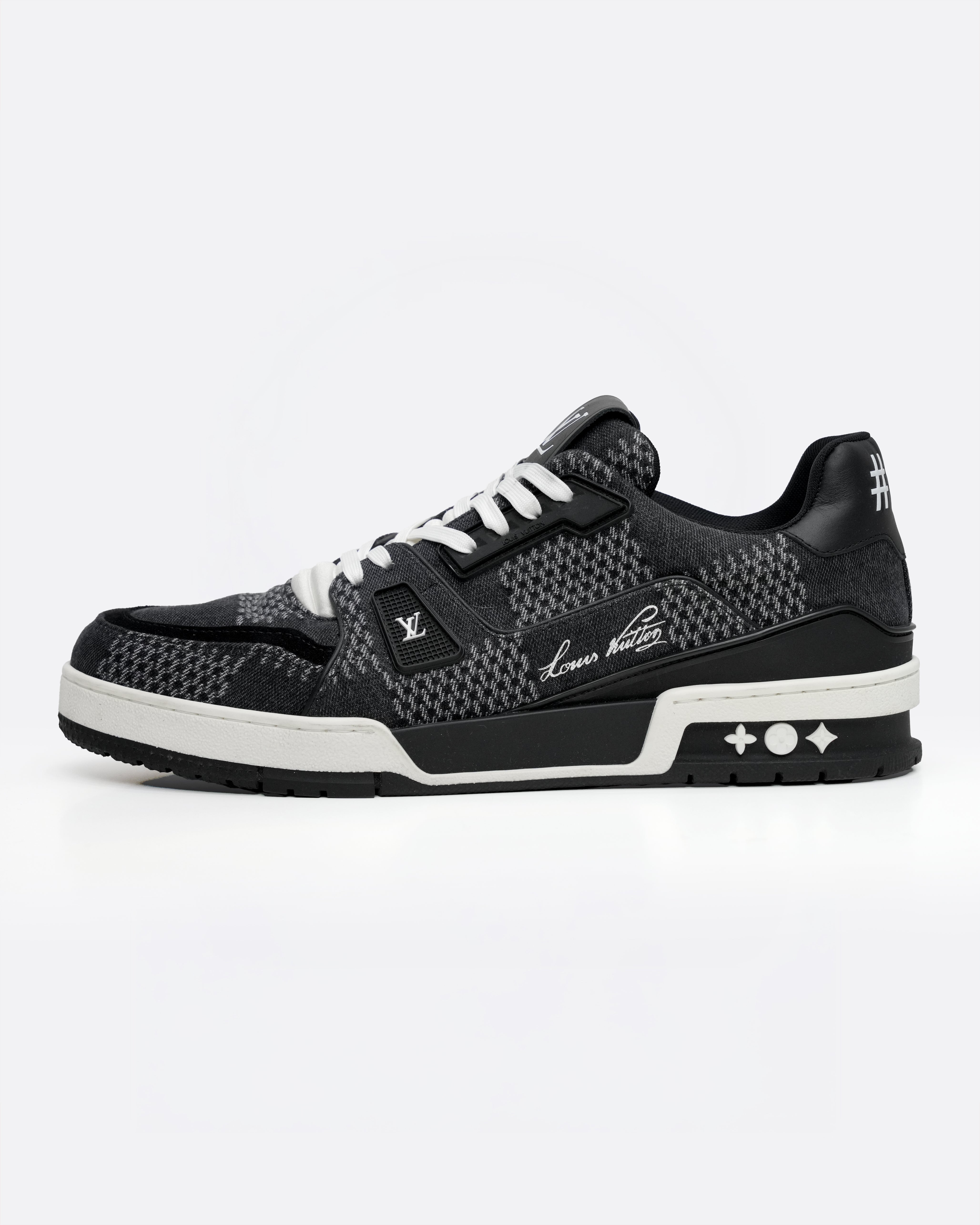 TRAINER LINE 2024 DENIM SNEAKERS DAMIER LOGO BLACK - SIZE 8