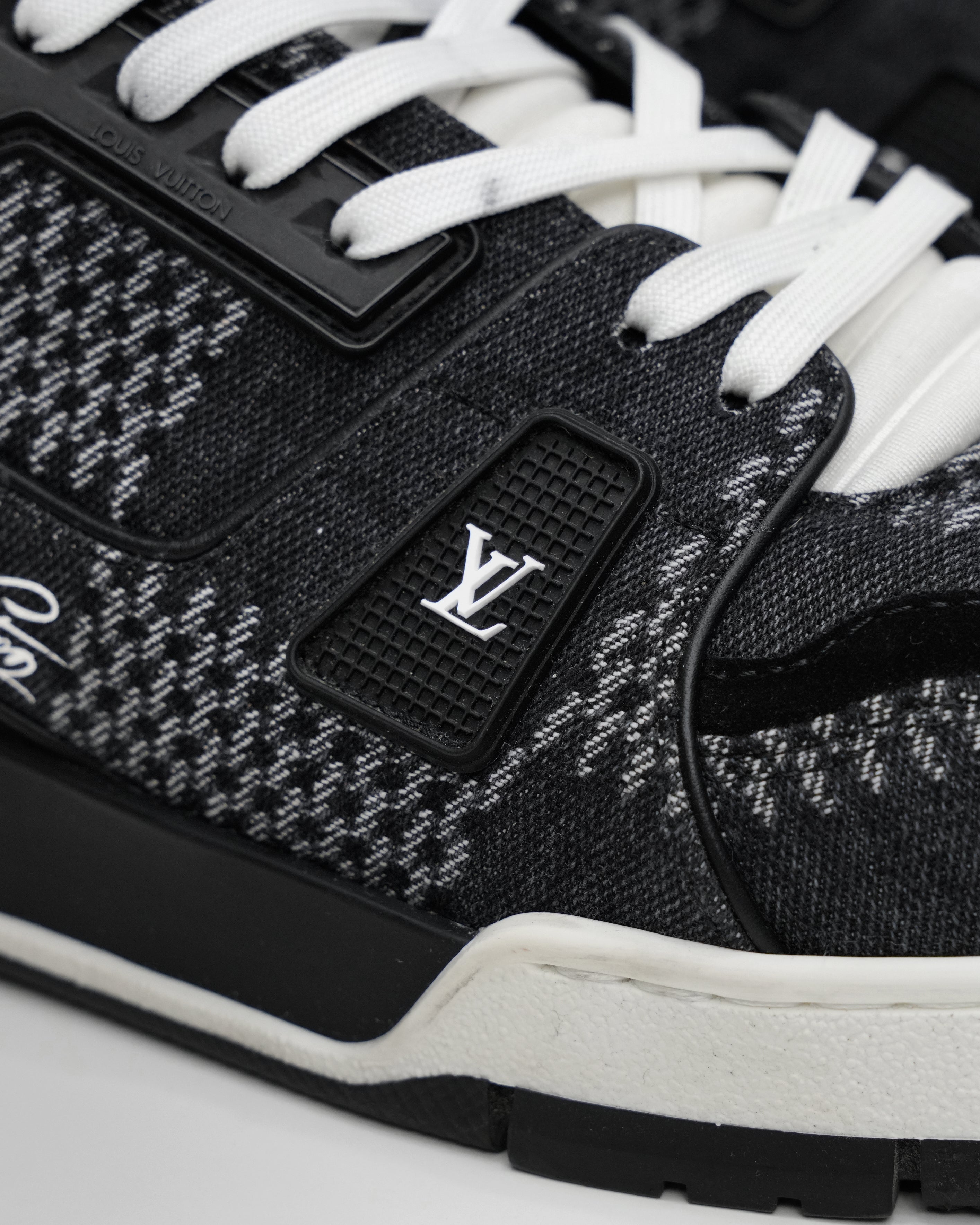 TRAINER LINE 2024 DENIM SNEAKERS DAMIER LOGO BLACK - SIZE 8