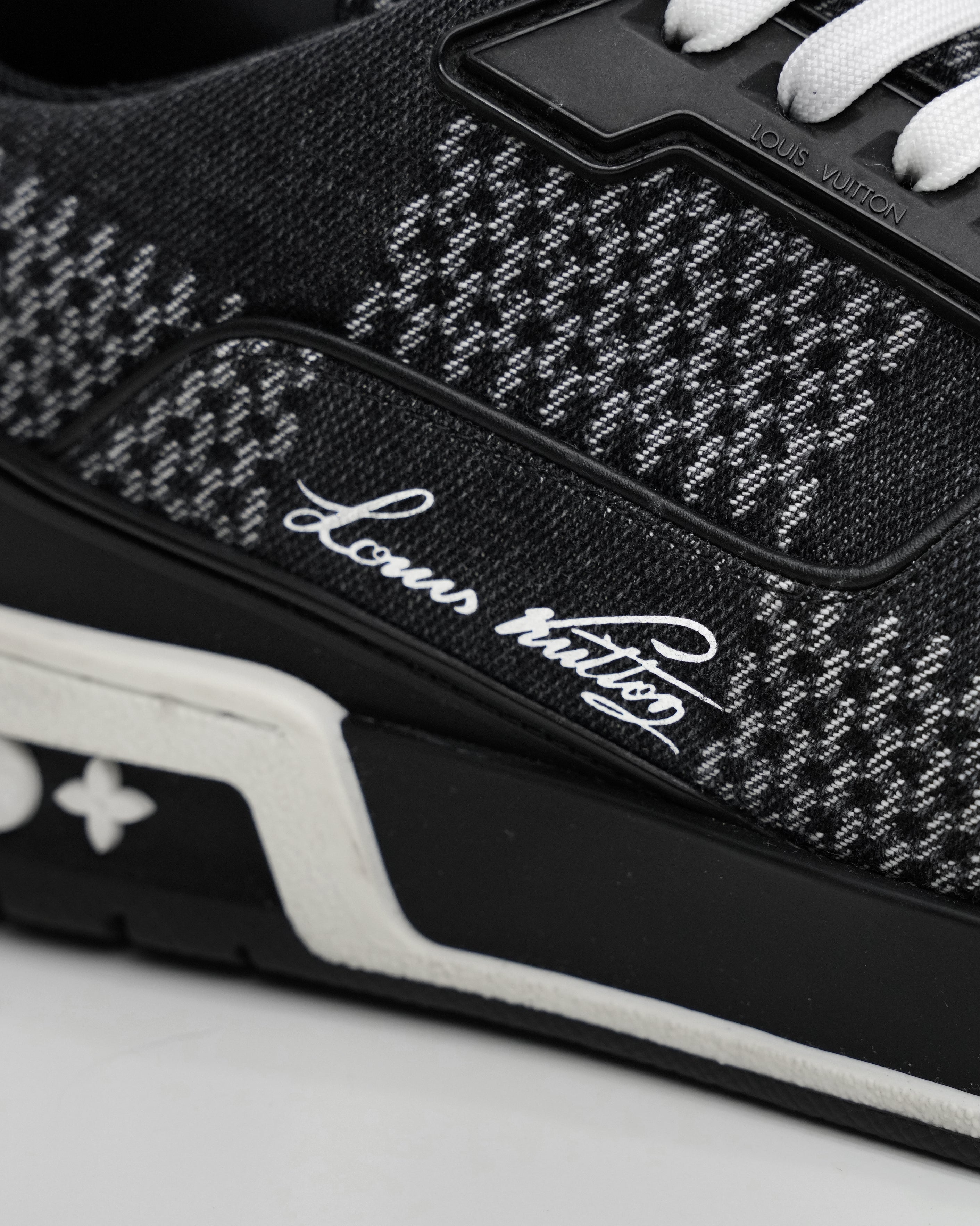 TRAINER LINE 2024 DENIM SNEAKERS DAMIER LOGO BLACK - SIZE 8