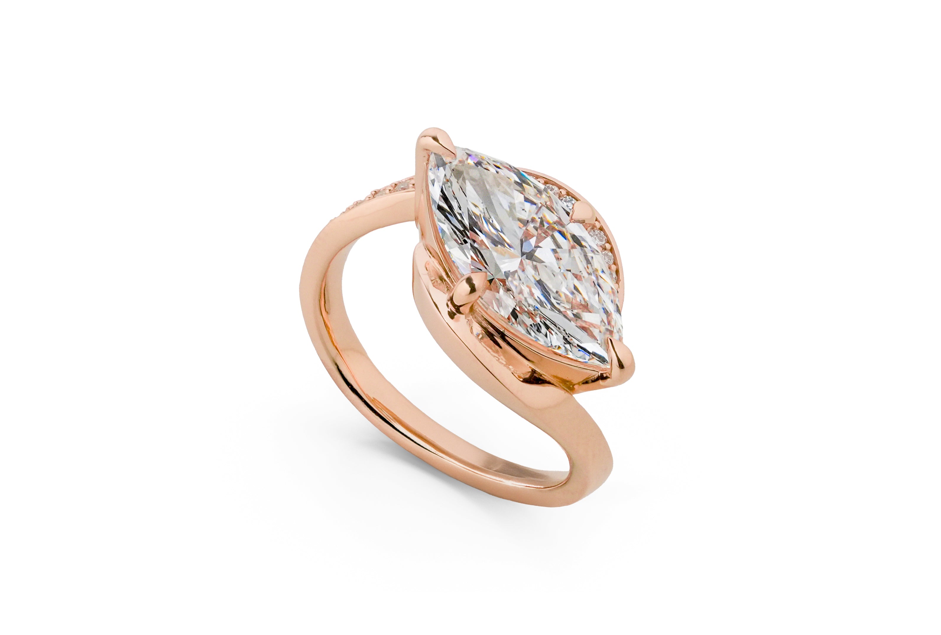 ELIZABETH ROSEGOLD RING 3CT MARQUISE CUT LAB DIAMOND